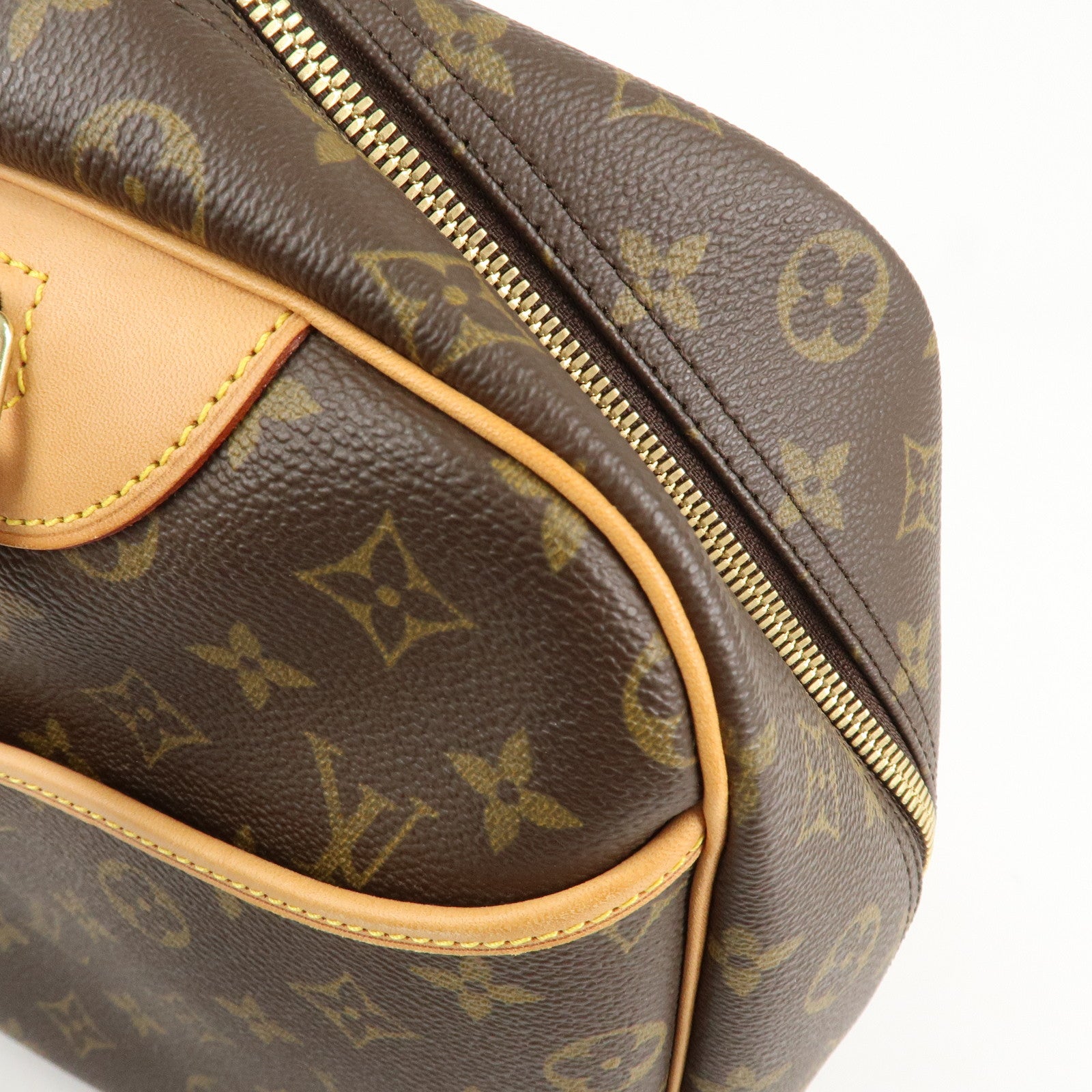 Louis Vuitton Monogram Deauville Hand Bag Brown M47270 Used