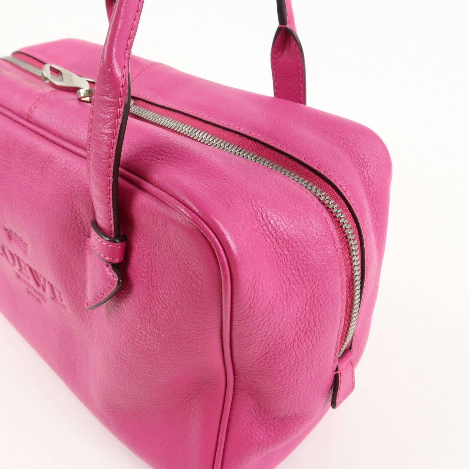 LOEWE Leather Herritage Mini Boston Bag Hand Bag Pink