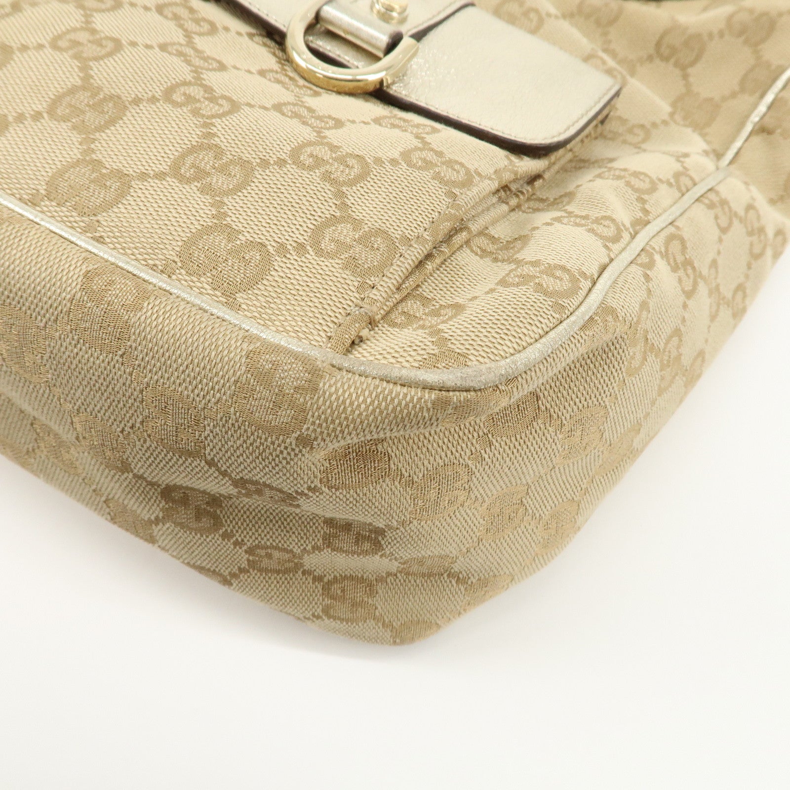 GUCCI GG Canvas Leather Shoulder Bag 153025