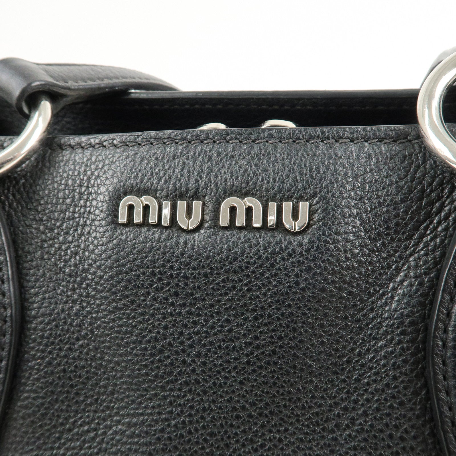 MIU MIU Leather 2Way Bag Shoulder Bag Hand Bag Black RR2014