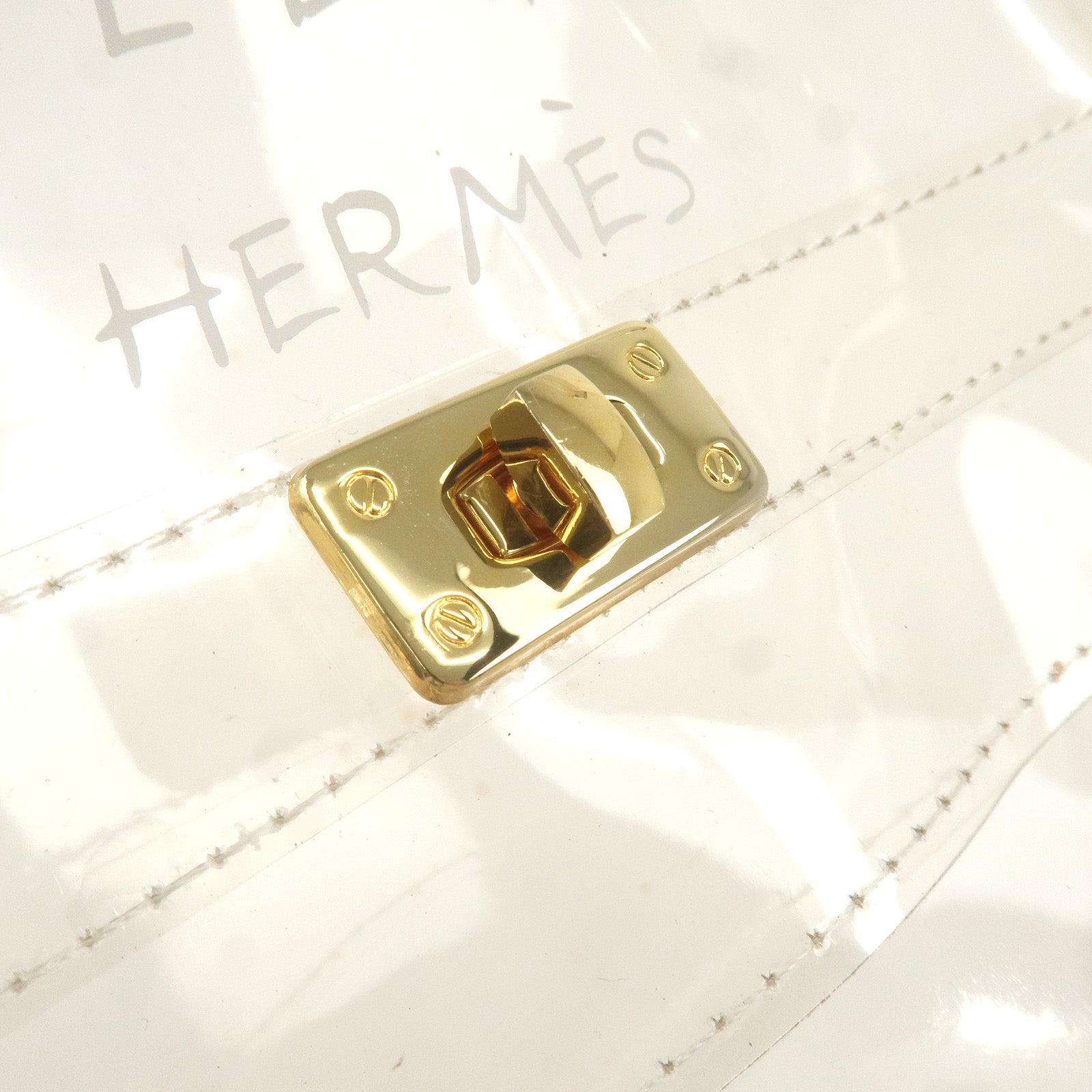 HERMES Vnyl Vinyl Kelly Hand Bag Transparet