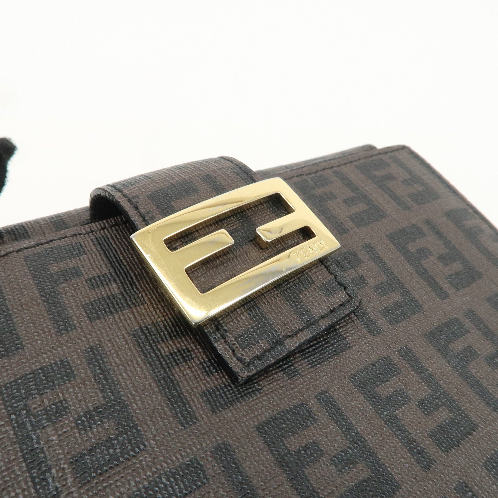 FENDI Zucchino PVC Bi-fold Wallet Brown Black 8M0160