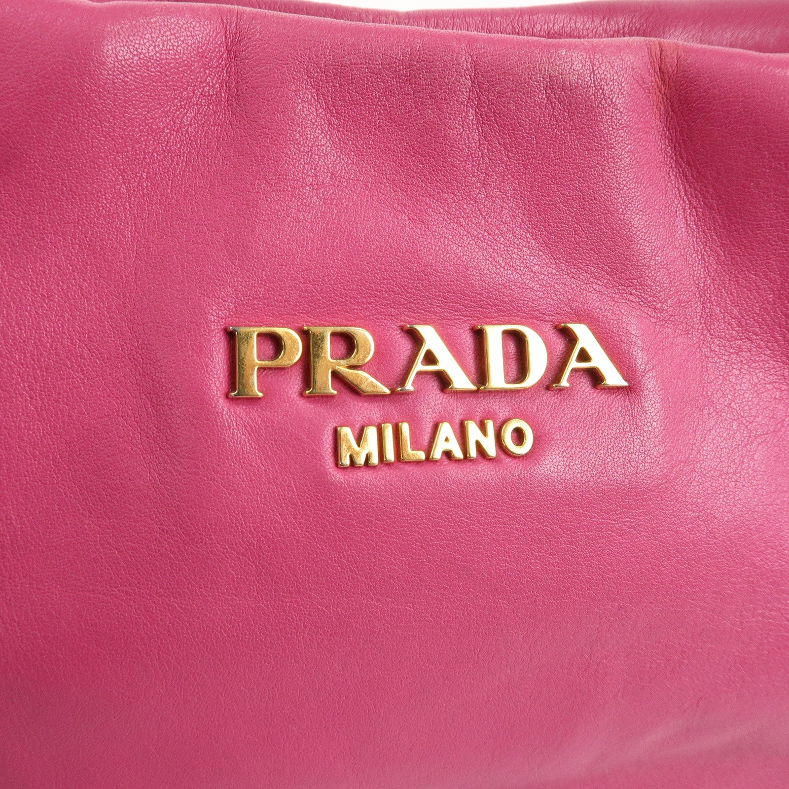 PRADA Leather Shoulder Bag Pink Gold Hardware BR4111