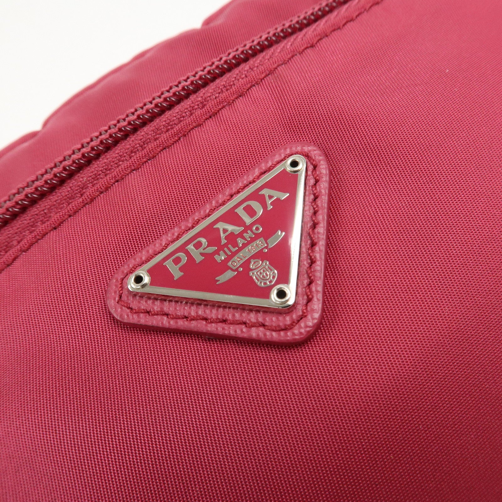 PRADA Logo Nylon Leather Pouch Cosmetic Pink