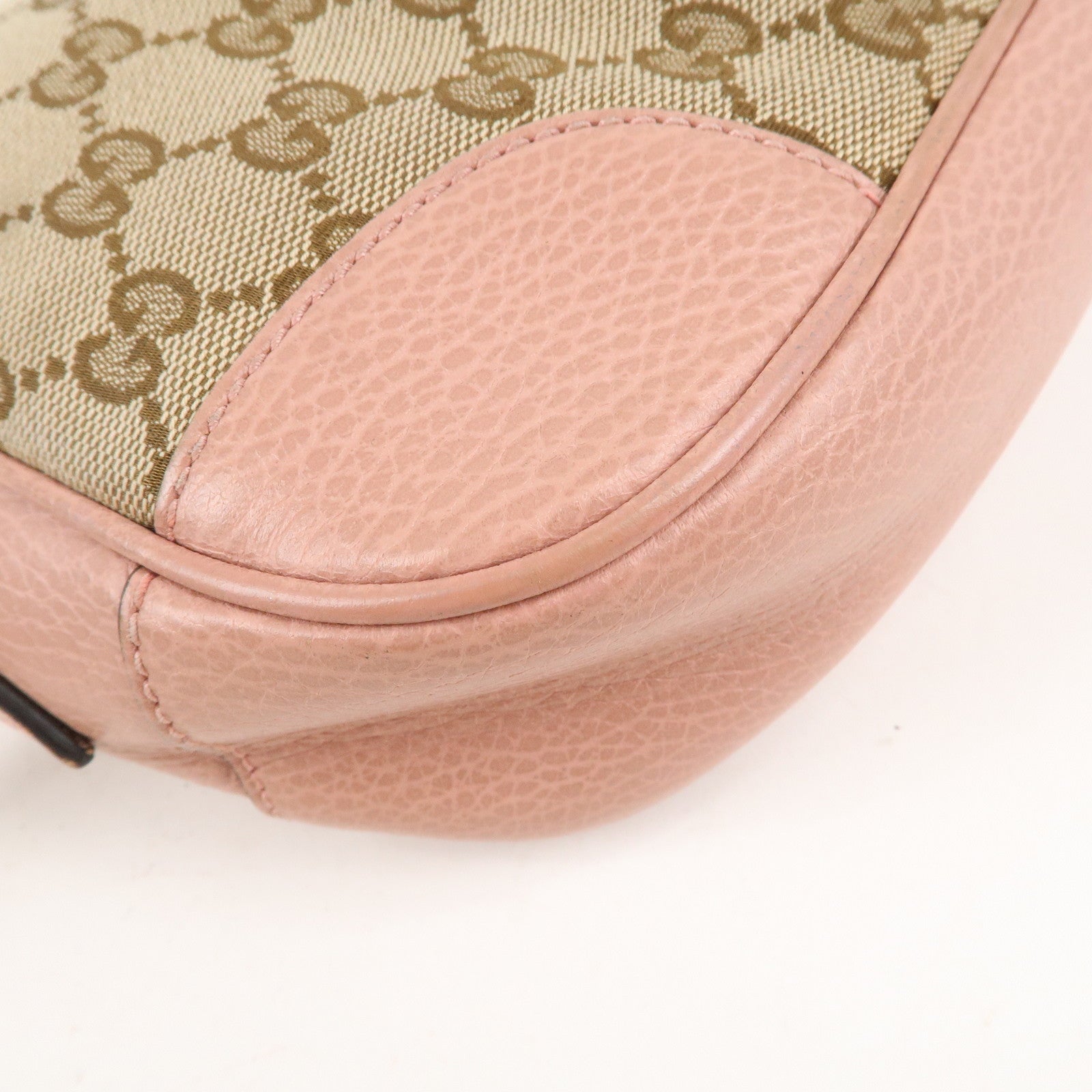 GUCCI GG Canvas Leather Shoulder Bag Beige Pink 449413