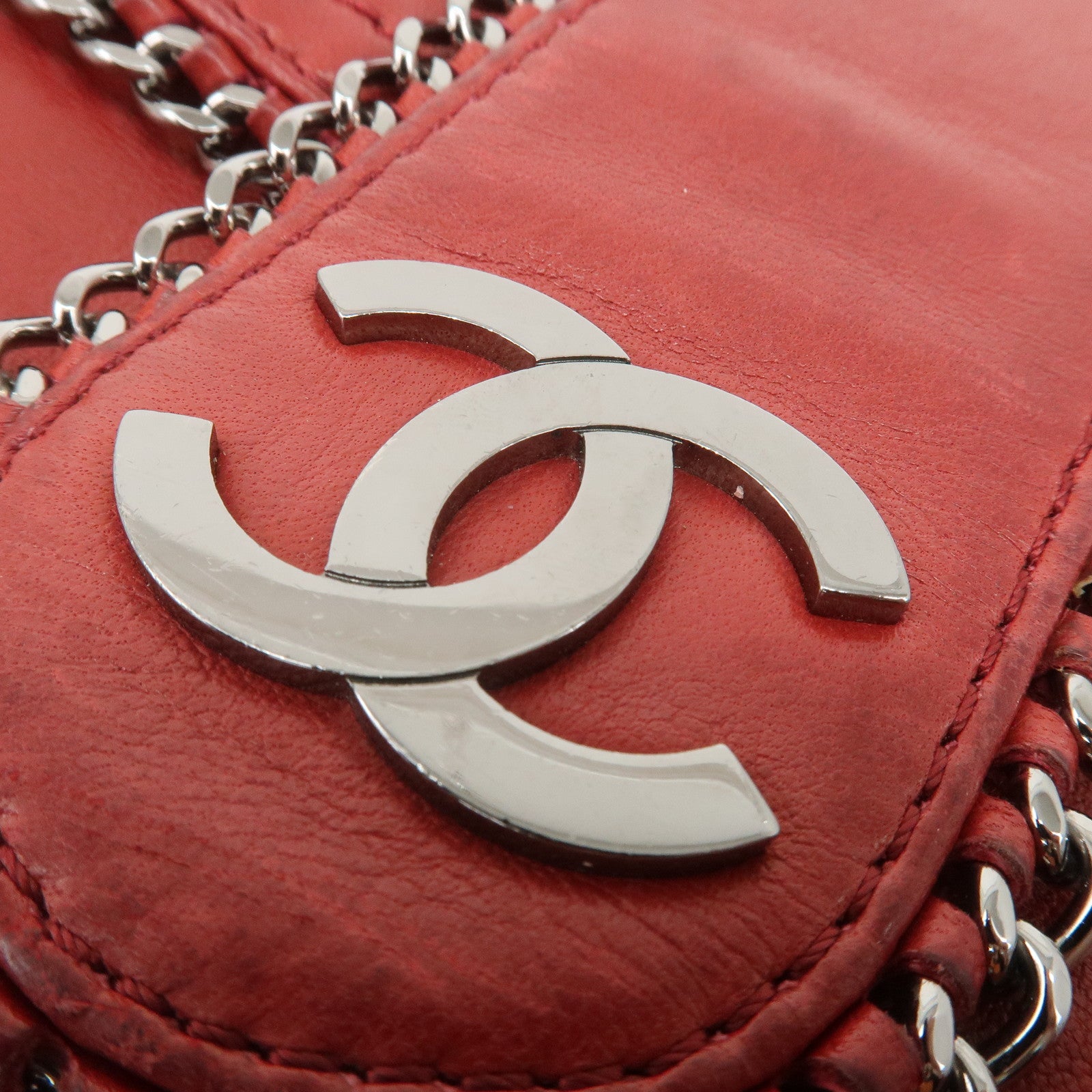 CHANEL Luxury Line Lamb Skin Chain Shoulder Bag Red