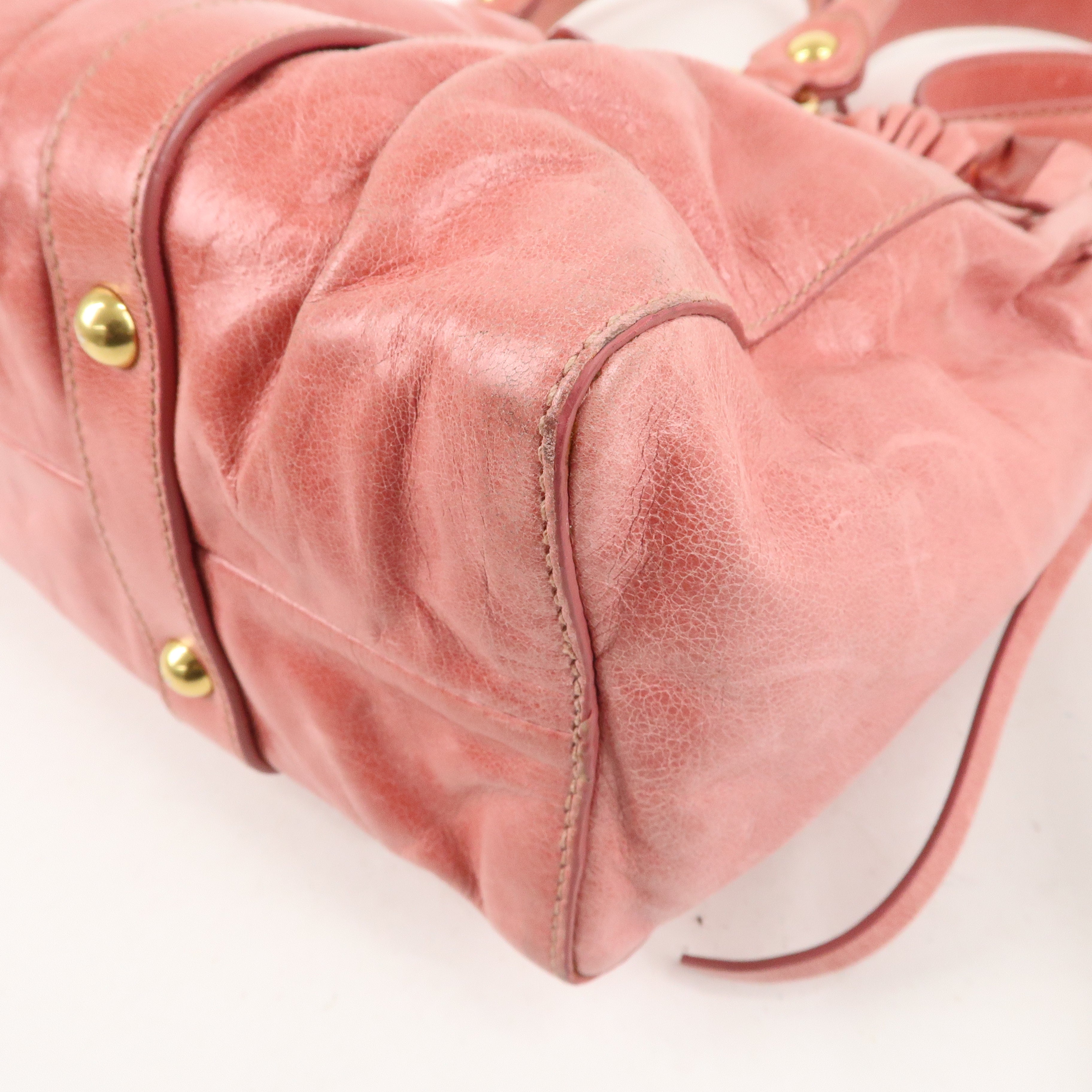 MIU MIU Leather 2Way Bag Shoulder Bag Hand Bag Pink