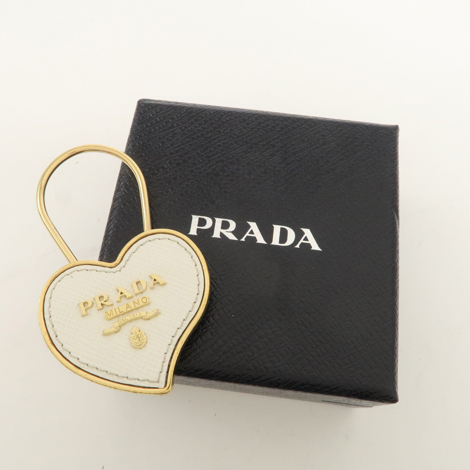 PRADA Set of 2 Metal Leather Key Chain Key Charm 1PP047 2AR237