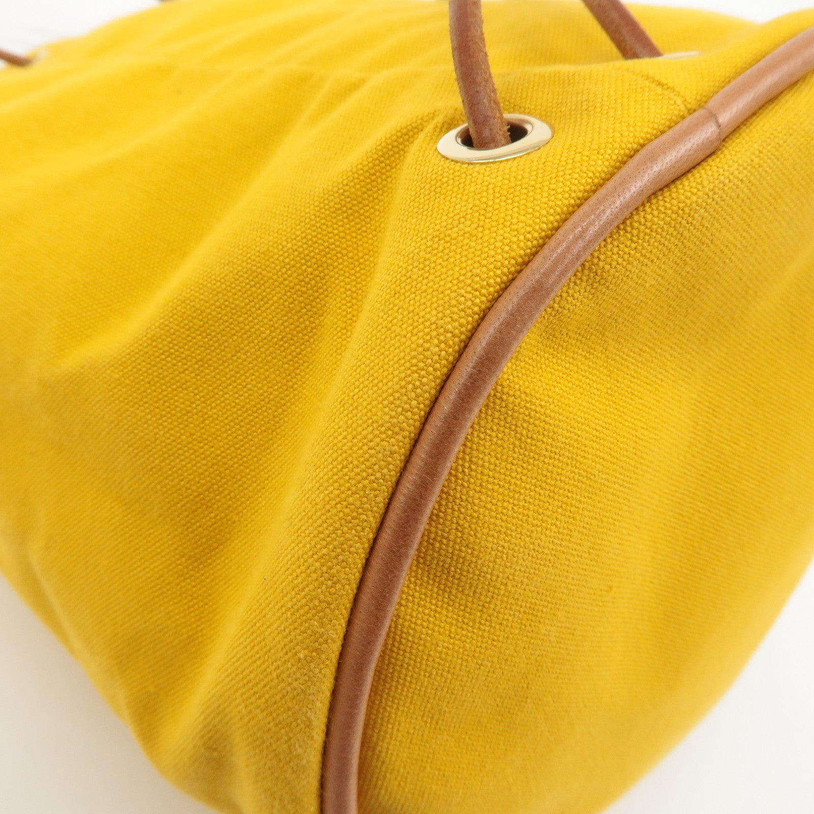 HERMES Canvas Leather Porochon Mimil PM Shoulder Bag Yellow Used