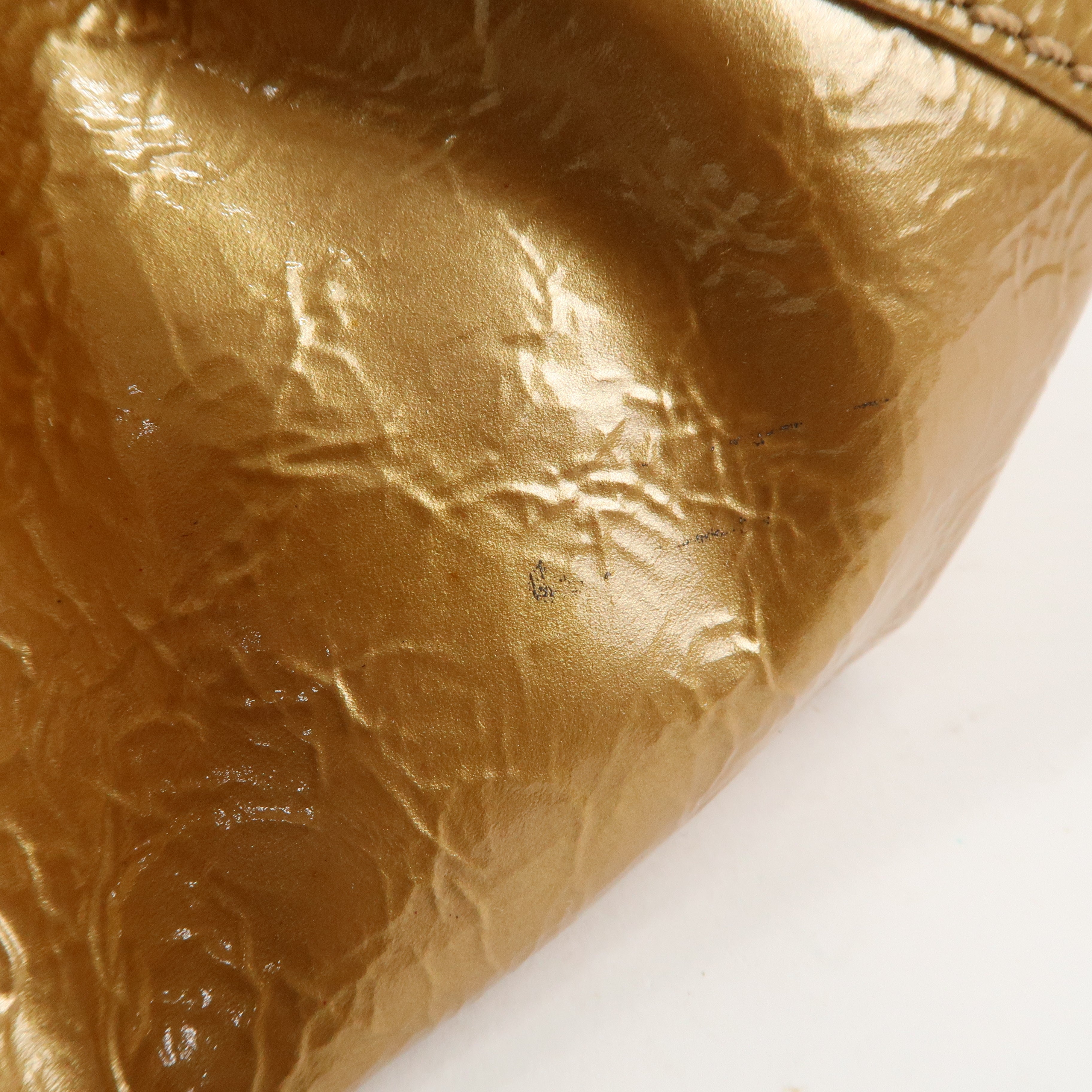 LOEWE Anagram Patent Leather Nappa Aire Hand Bag Gold