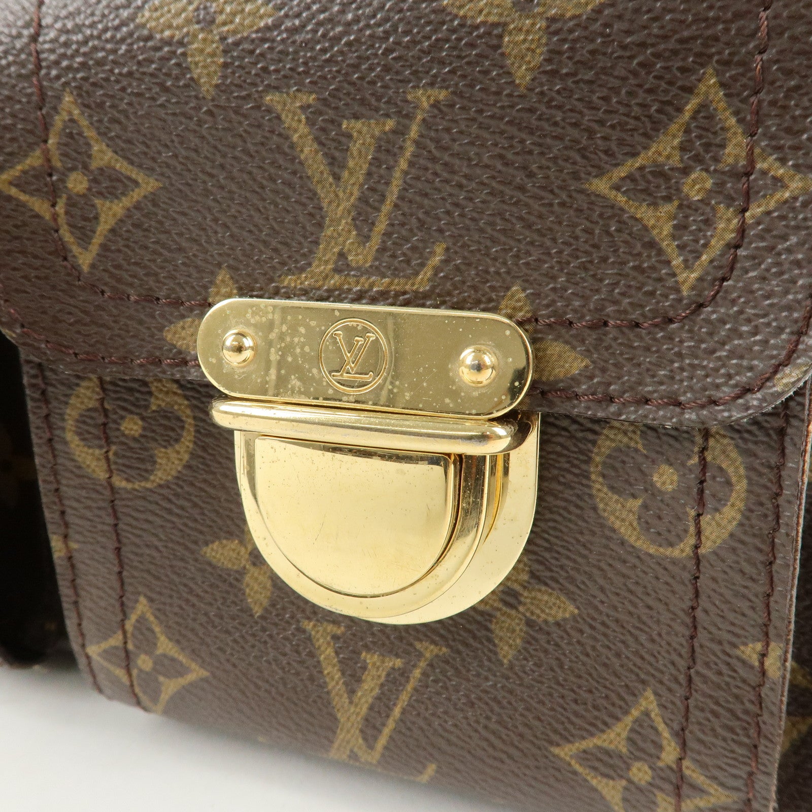 Louis Vuitton Monogram Manhattan PM Hand Bag Brown M40026 Used