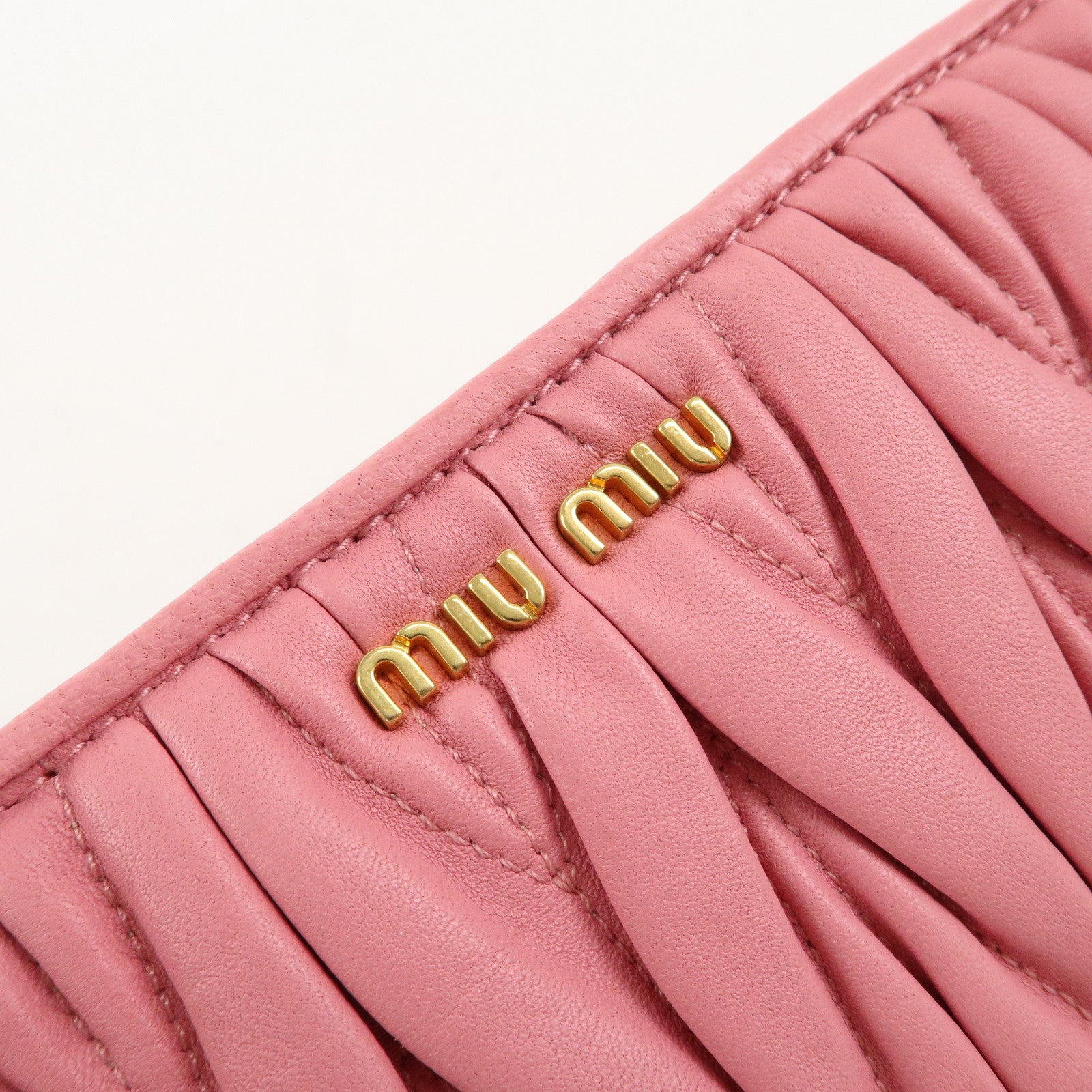 MIU MIU Matelasse Leather Pouch Clutch Bag Pink 5N1455