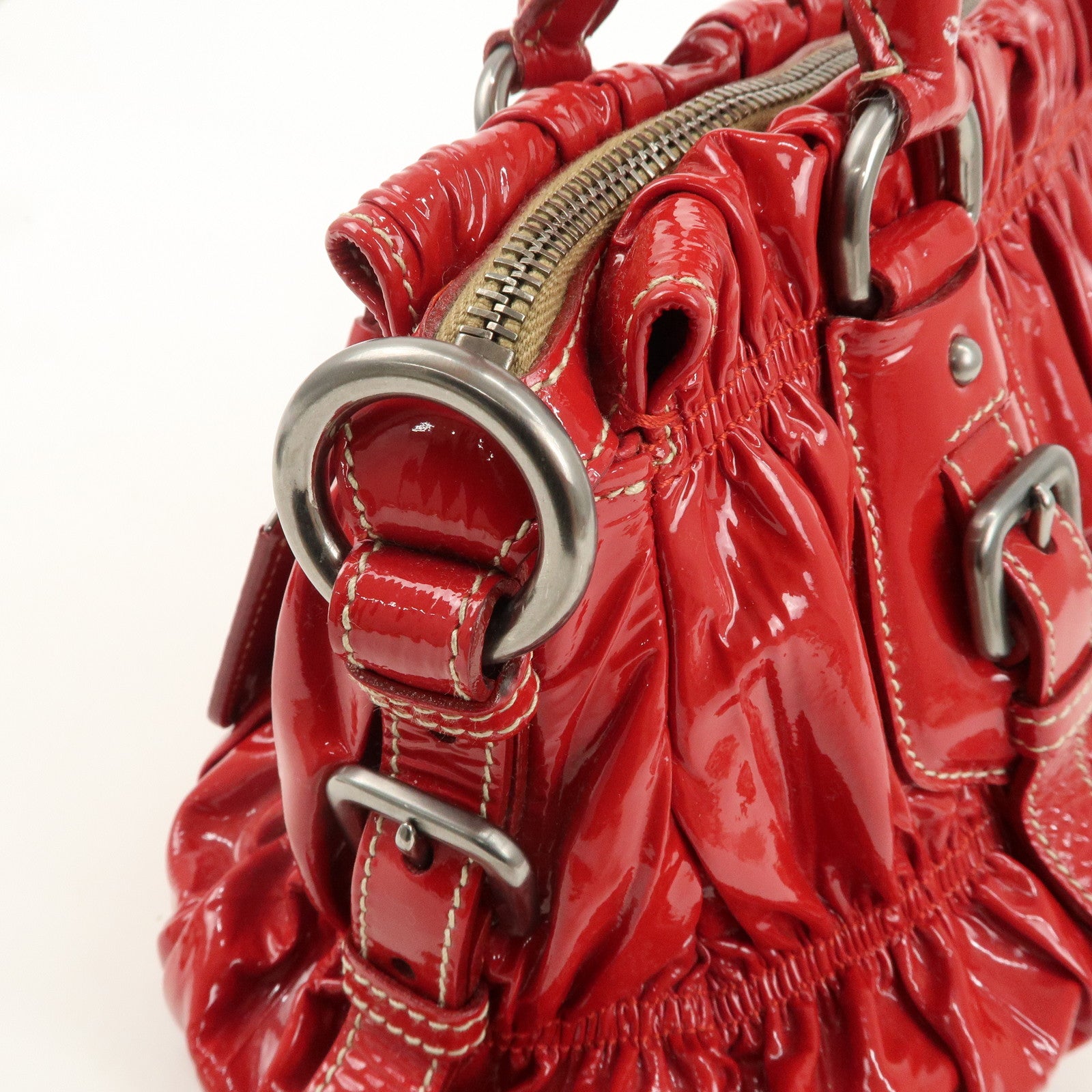 PRADA Patent Leather 2Way Bag Hand Bag Shoulder Bag Red