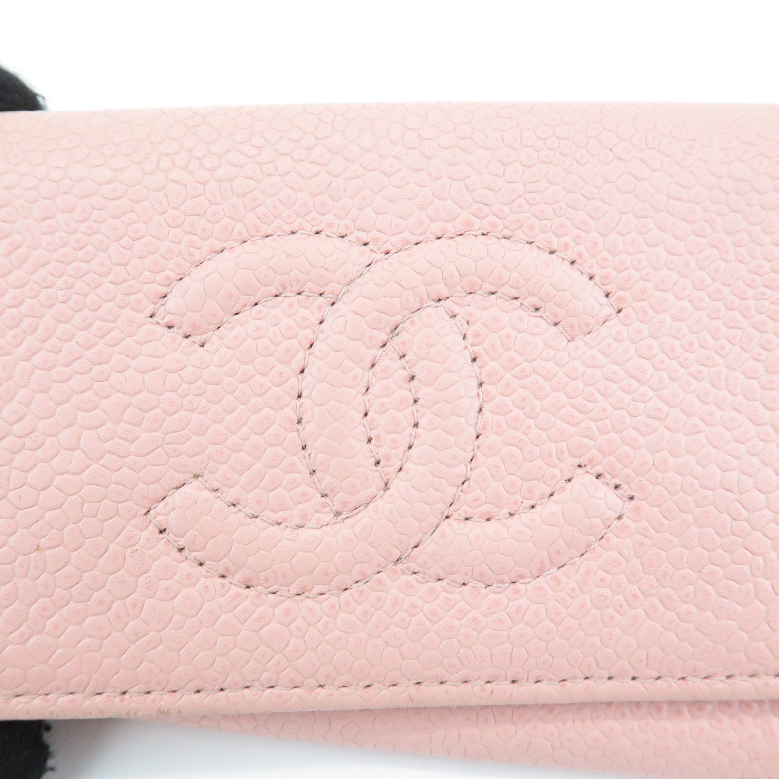 CHANEL Caviar Skin COCO Mark Key Case Pink A13502