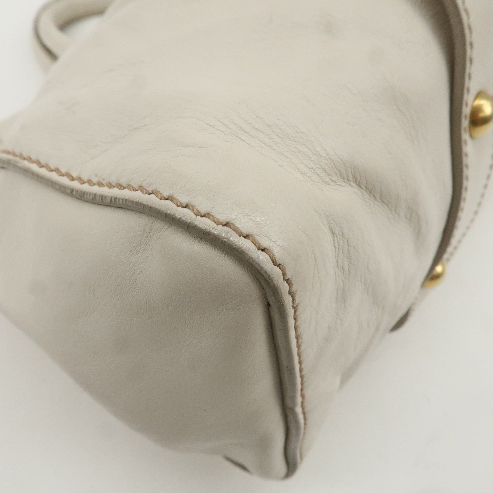 MIU MIU Leather 2WAY Bag Hand Bag White