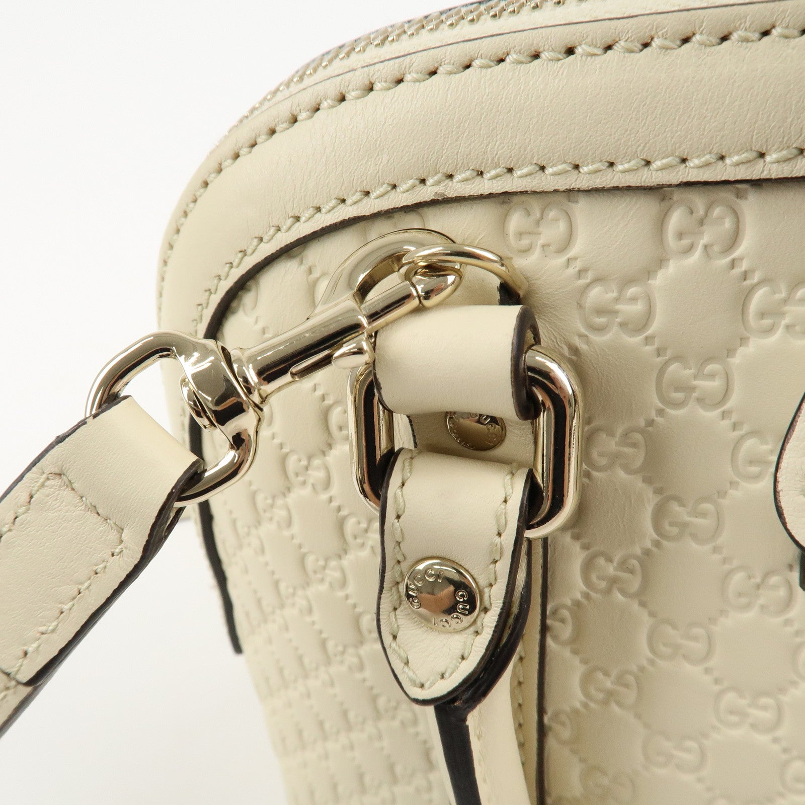 GUCCI Micro Guccissima Leather 2WAY Bag Hand Bag Ivory 449654