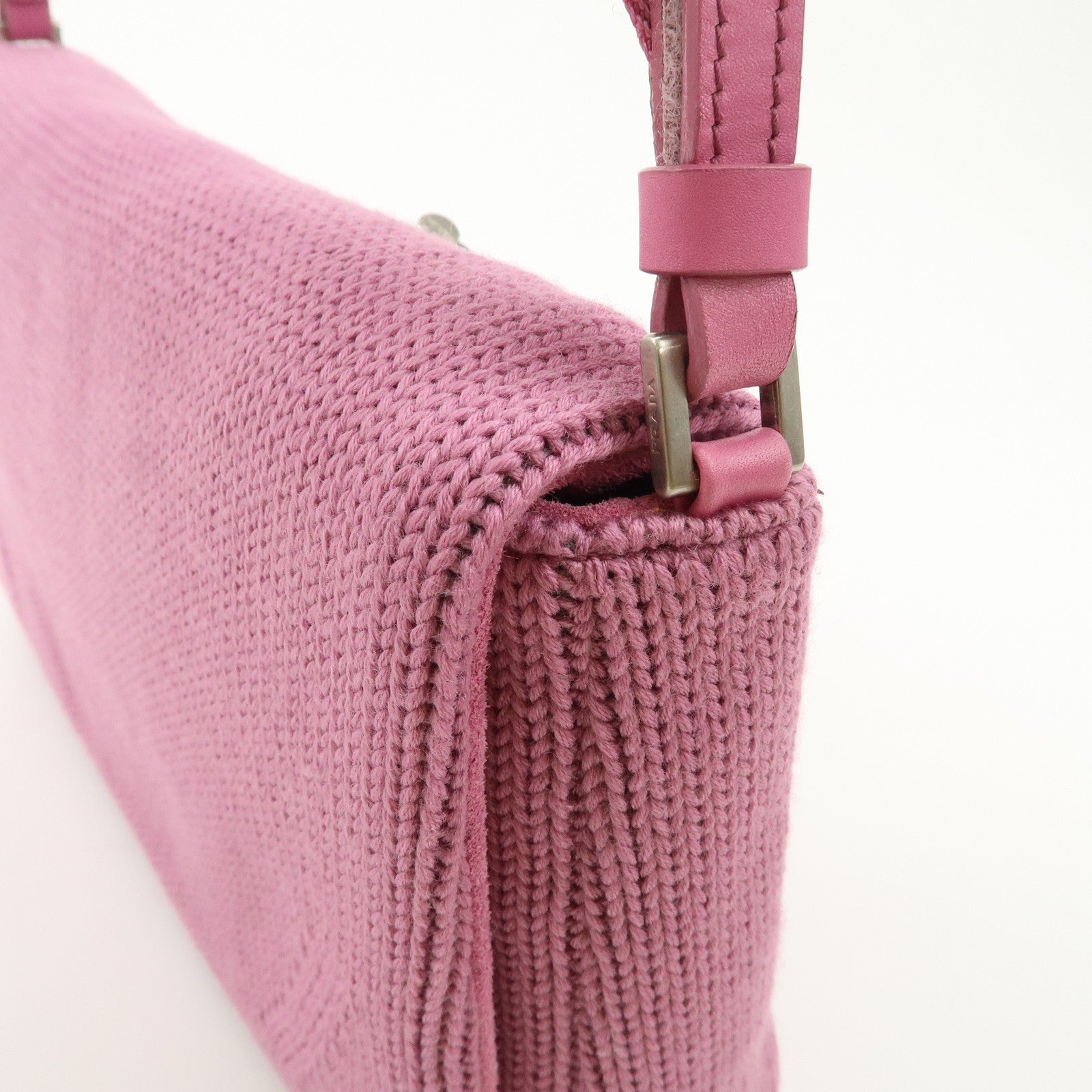 PRADA Wool Leather Shoulder Bag Lavender