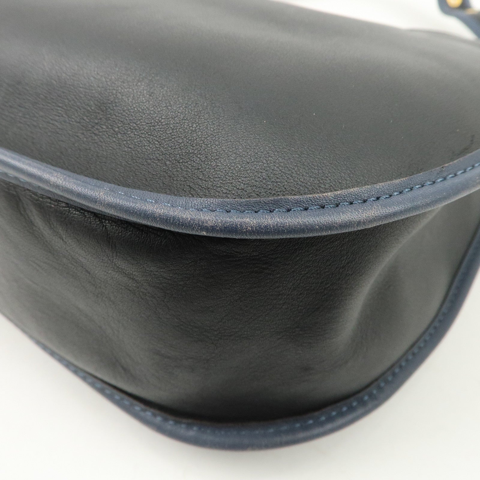 LOEWE Anagram Leather Sophia Shoulder Bag Black Navy Used