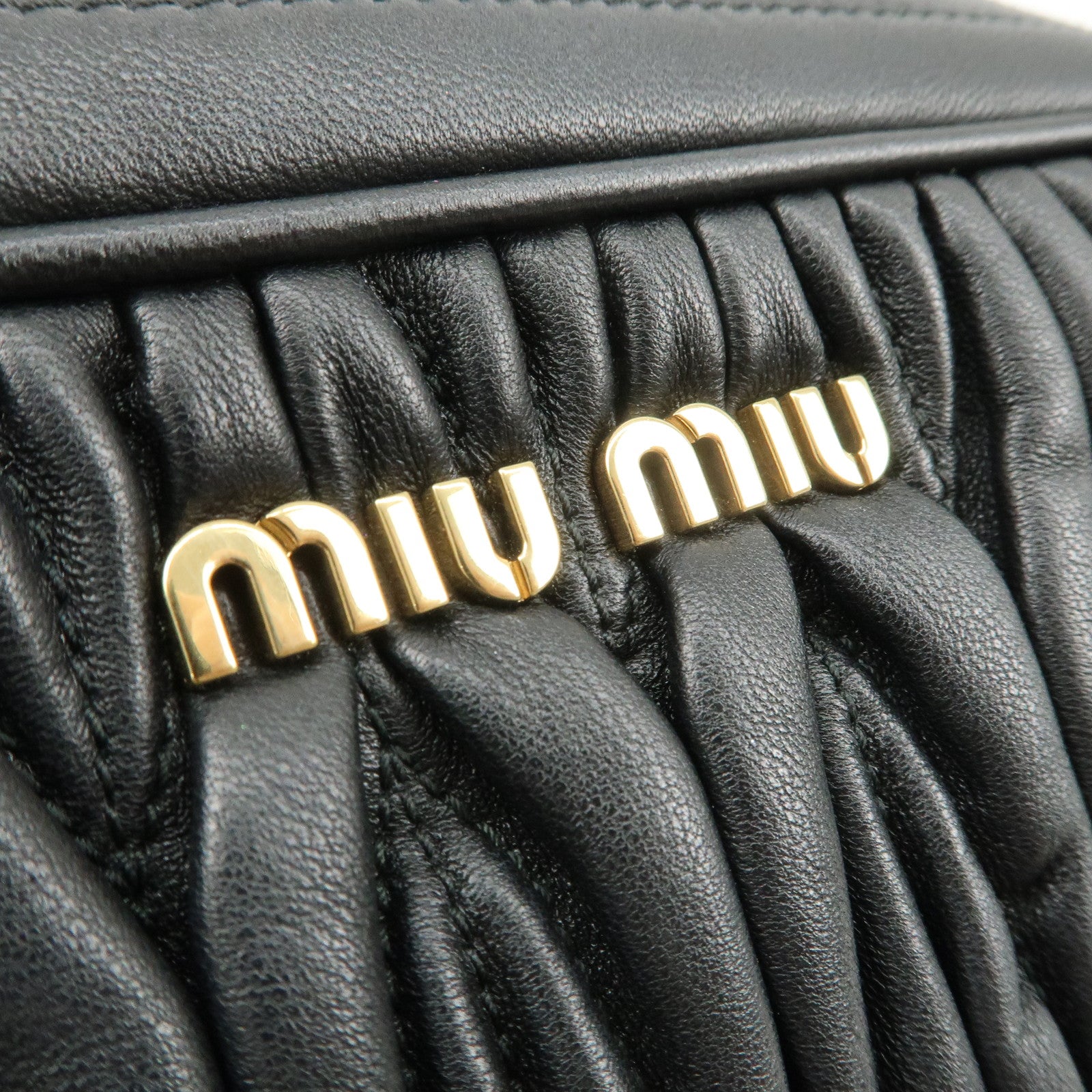 MIU MIU Matelasse Leather Chain Shoulder Bag Crossbody Bag Black