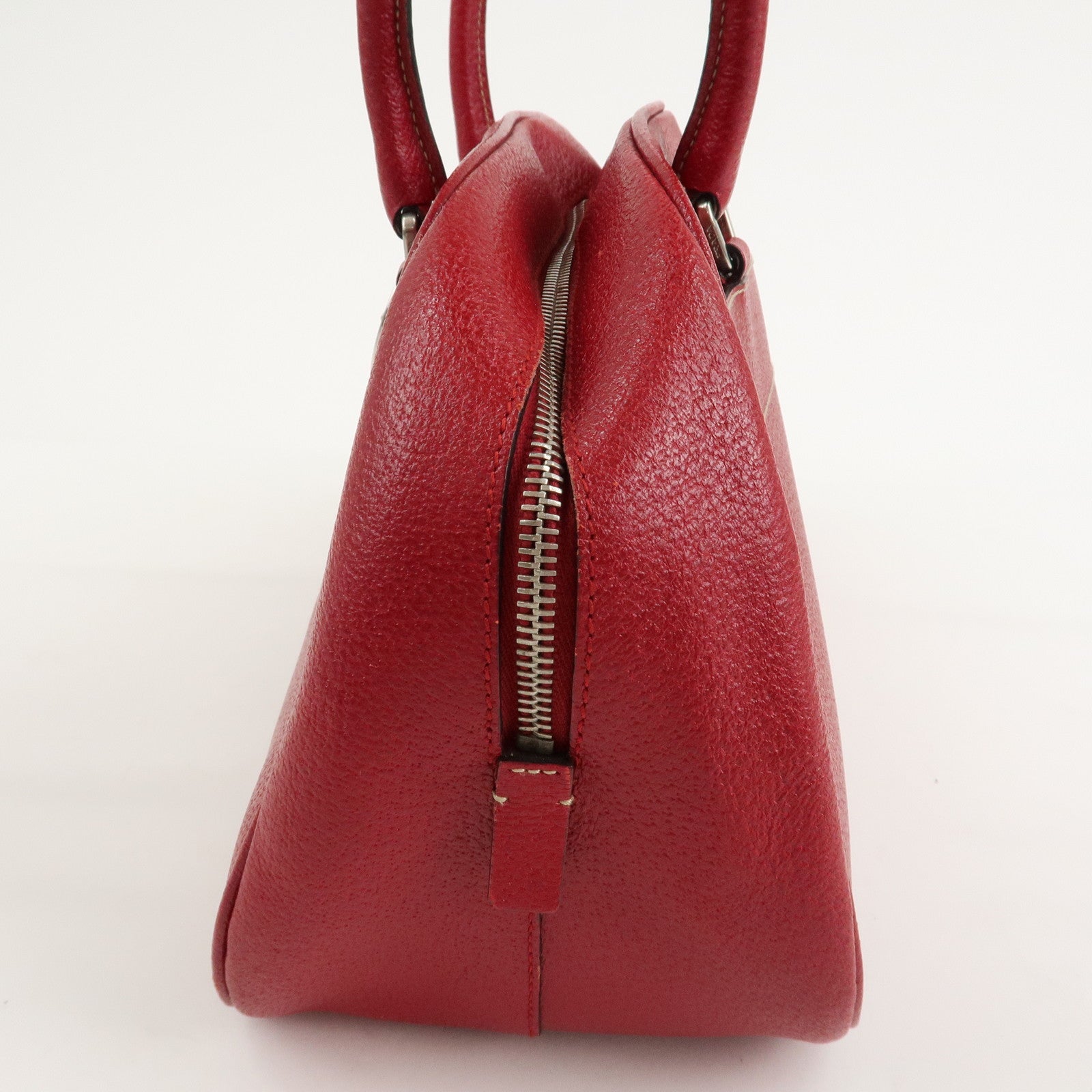 PRADA Leather Shoulder Bag Hand Bag Red B10748 F/S Used