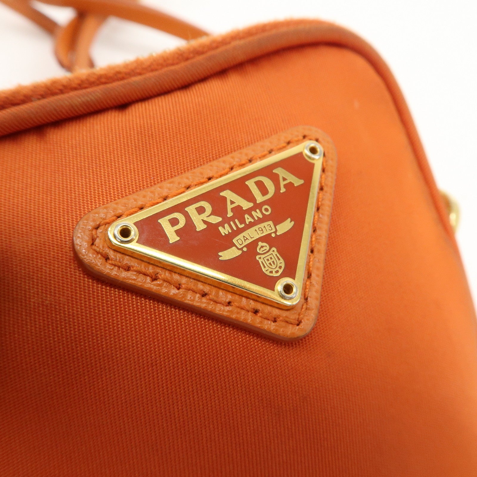 PRADA Nylon Leather Shoulder Bag Crossbody Bag Orange