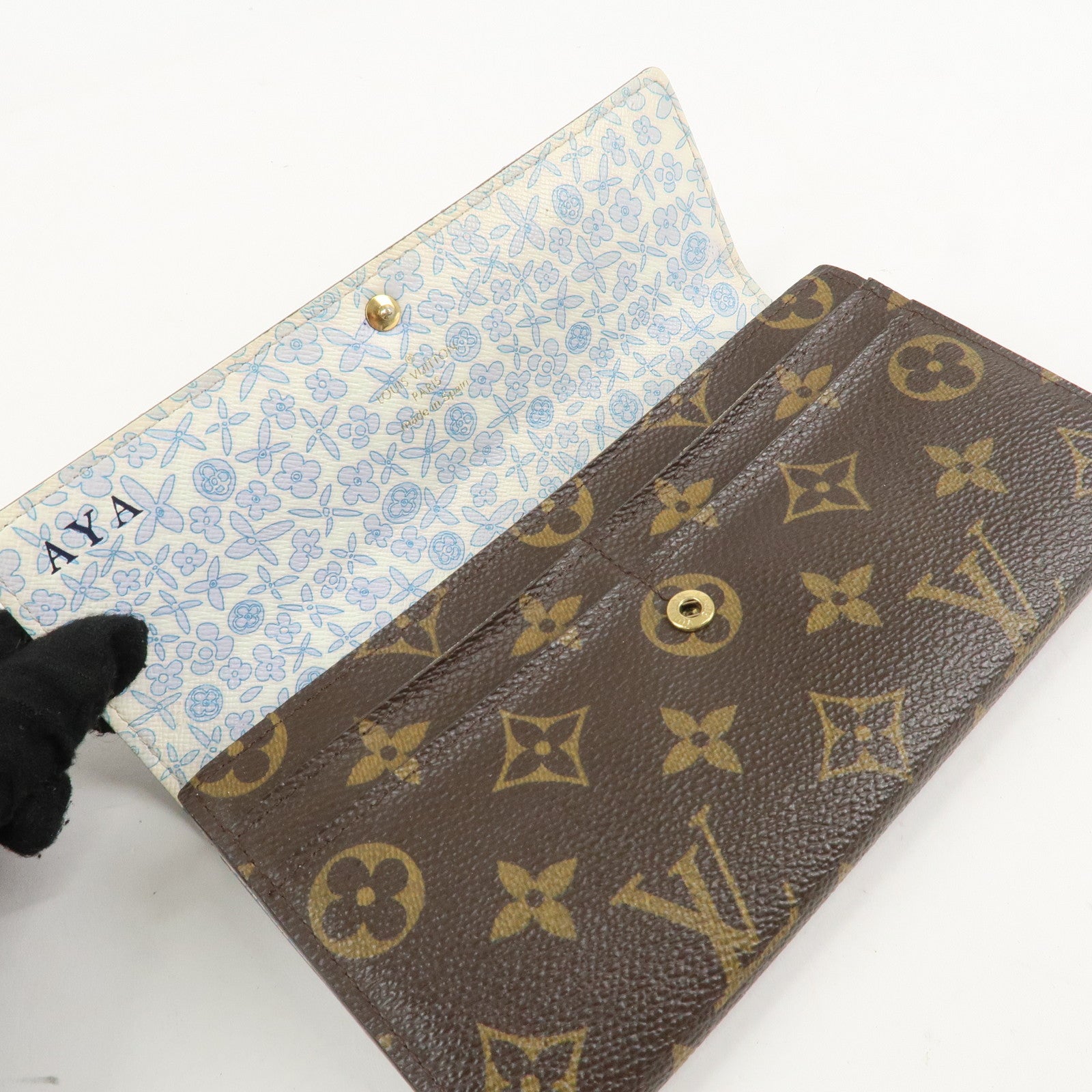 Louis Vuitton Monogram Fleuri Portefeuille Sarah Wallet *initialed Used