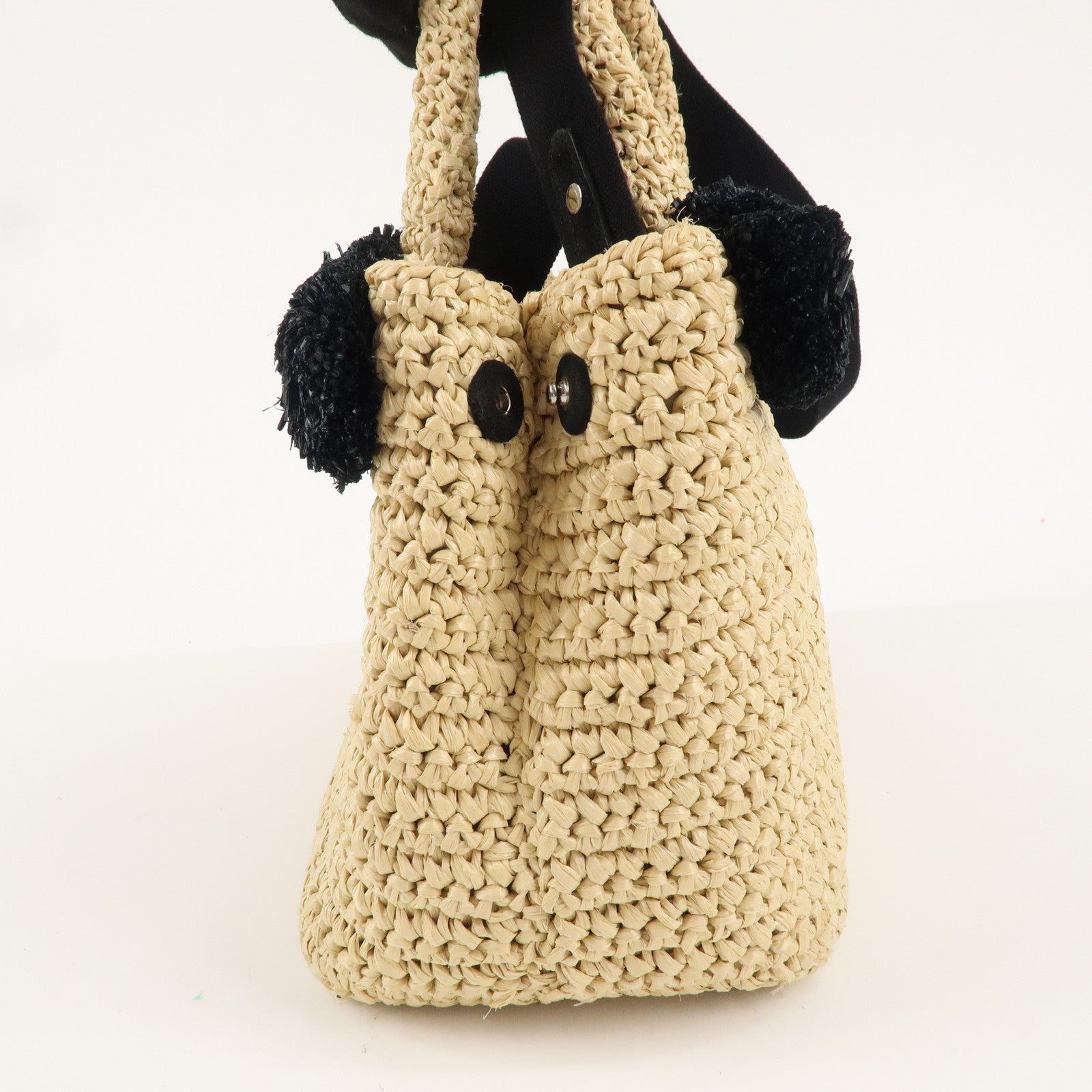 PRADA Raffia 2Way Bag Straw Bag Hand Bag Beige 1BG889