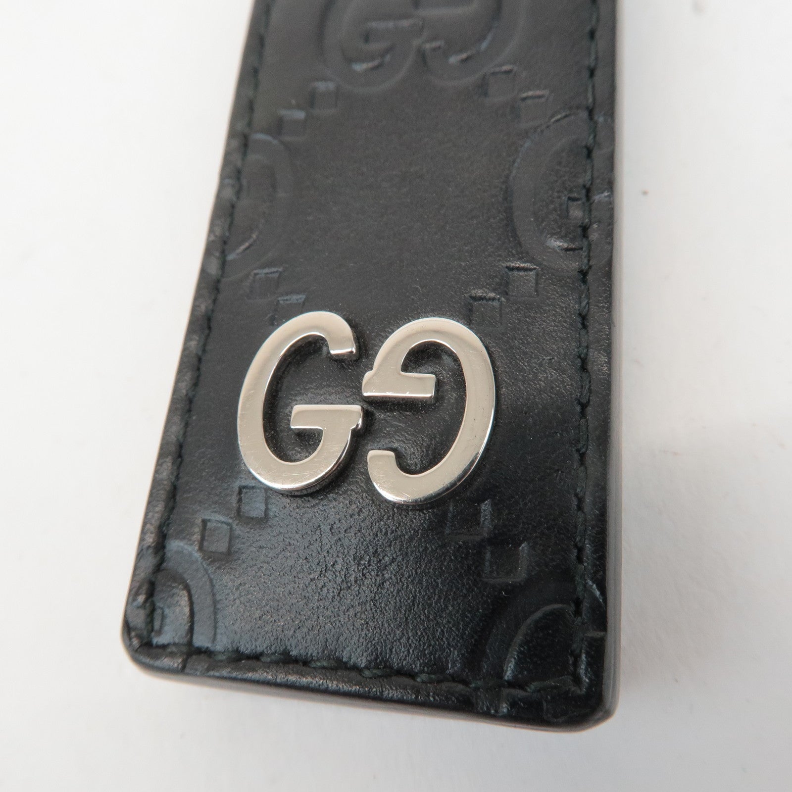 GUCCI Guccissima Leather Money Clip Bill Clip Black 522867 Used