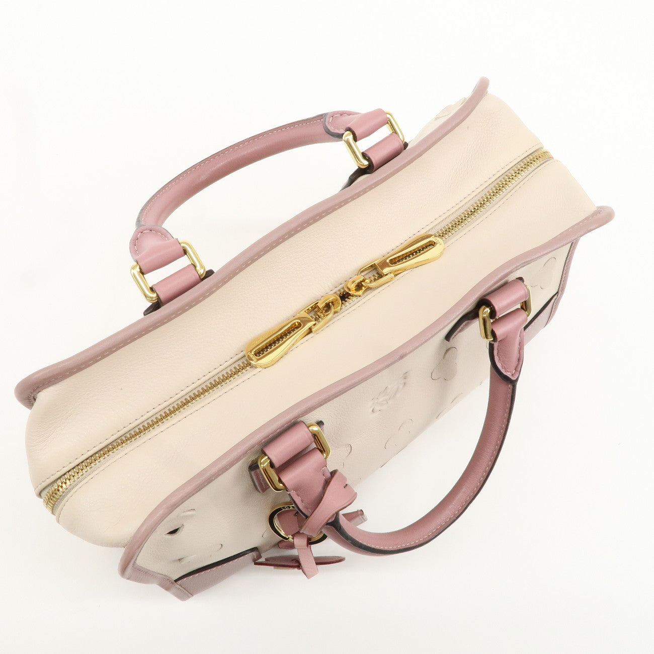 LOEWE Leather Bag Amazona 28 Cherry Blossom White Pink Beige