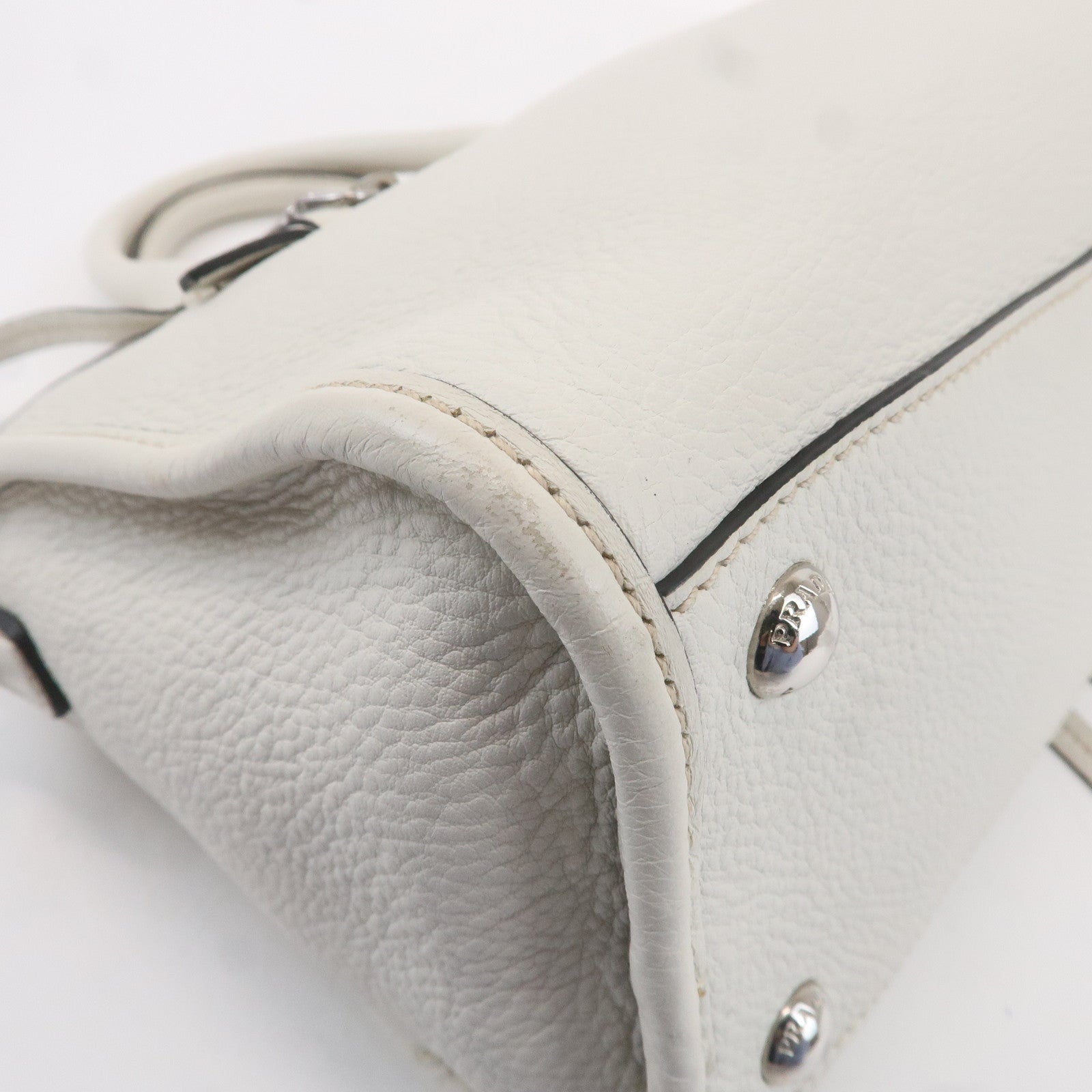 PRADA Leather Vitello Phenix 2WAY Bag Hand Bag White 1BB022