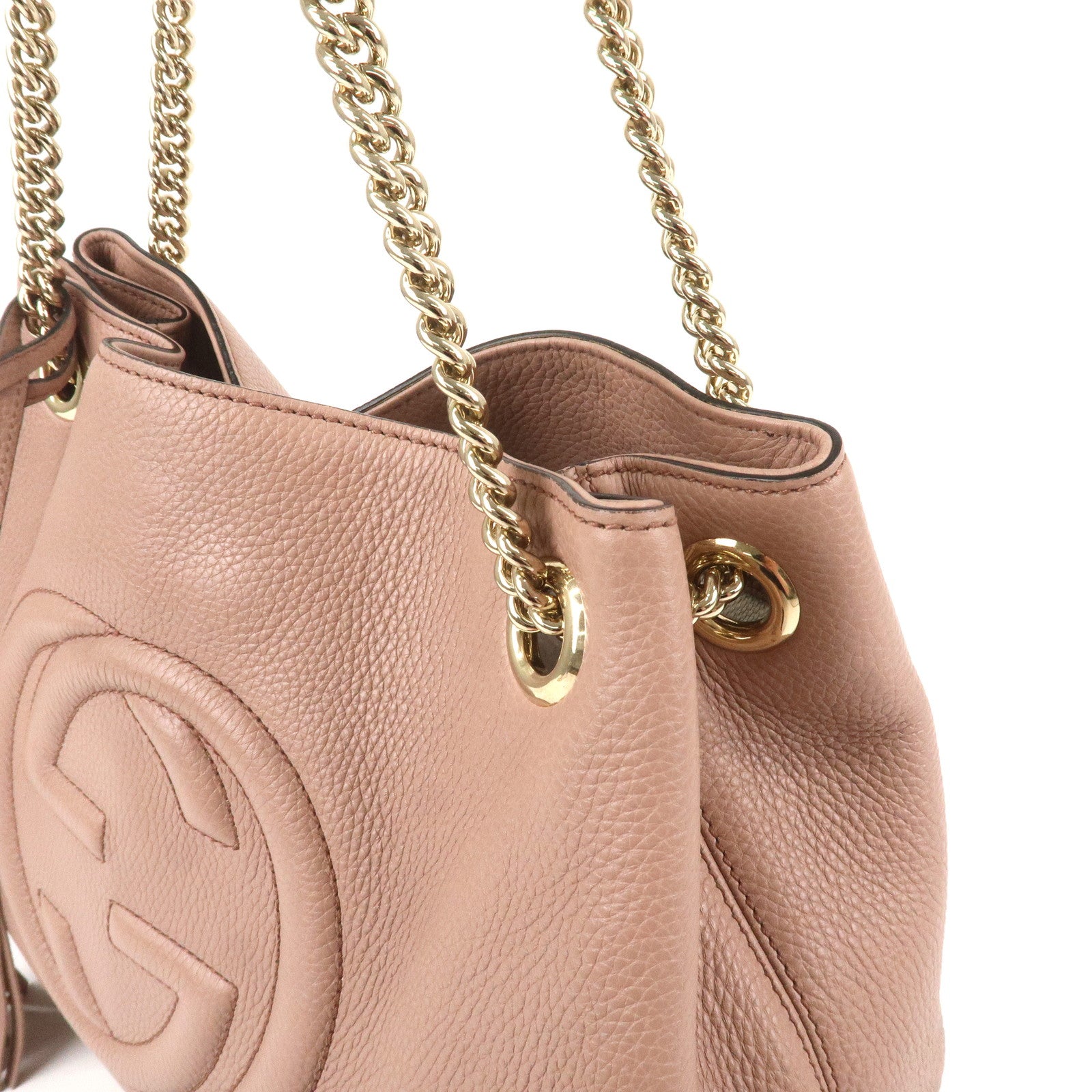 GUCCI SOHO Leather Chain Shoulder Bag Pink 308982