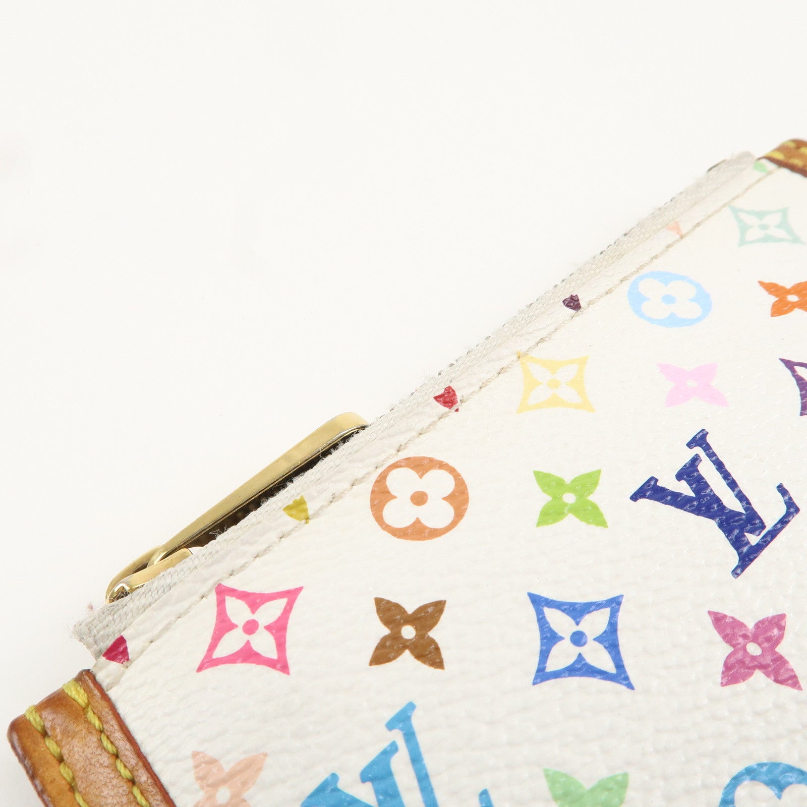 Louis Vuitton Monogram Multi Color Pochette Cles Blanc M92655