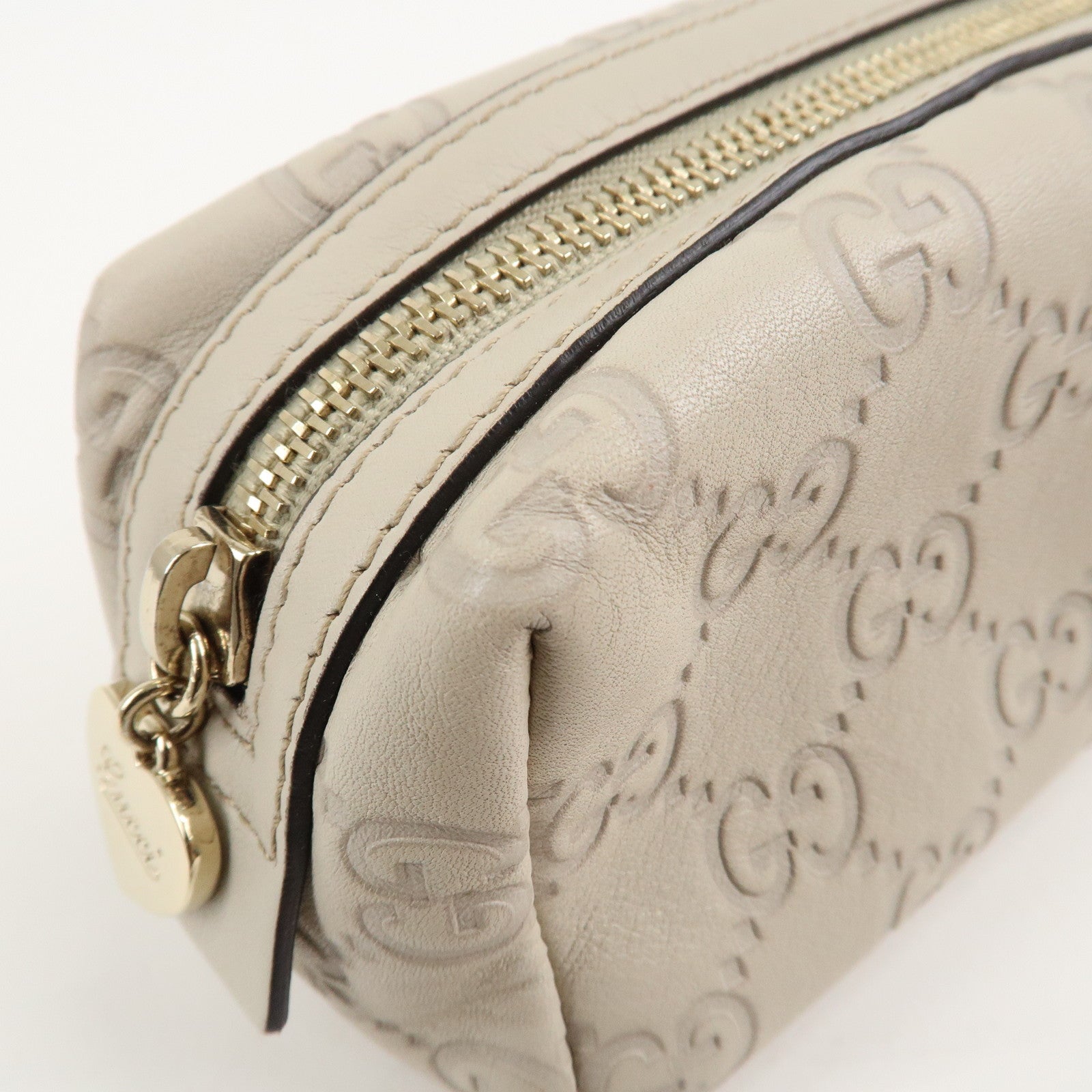 GUCCI Guccissima Leather Pouch Cosmetic Pouch Ivory 153228