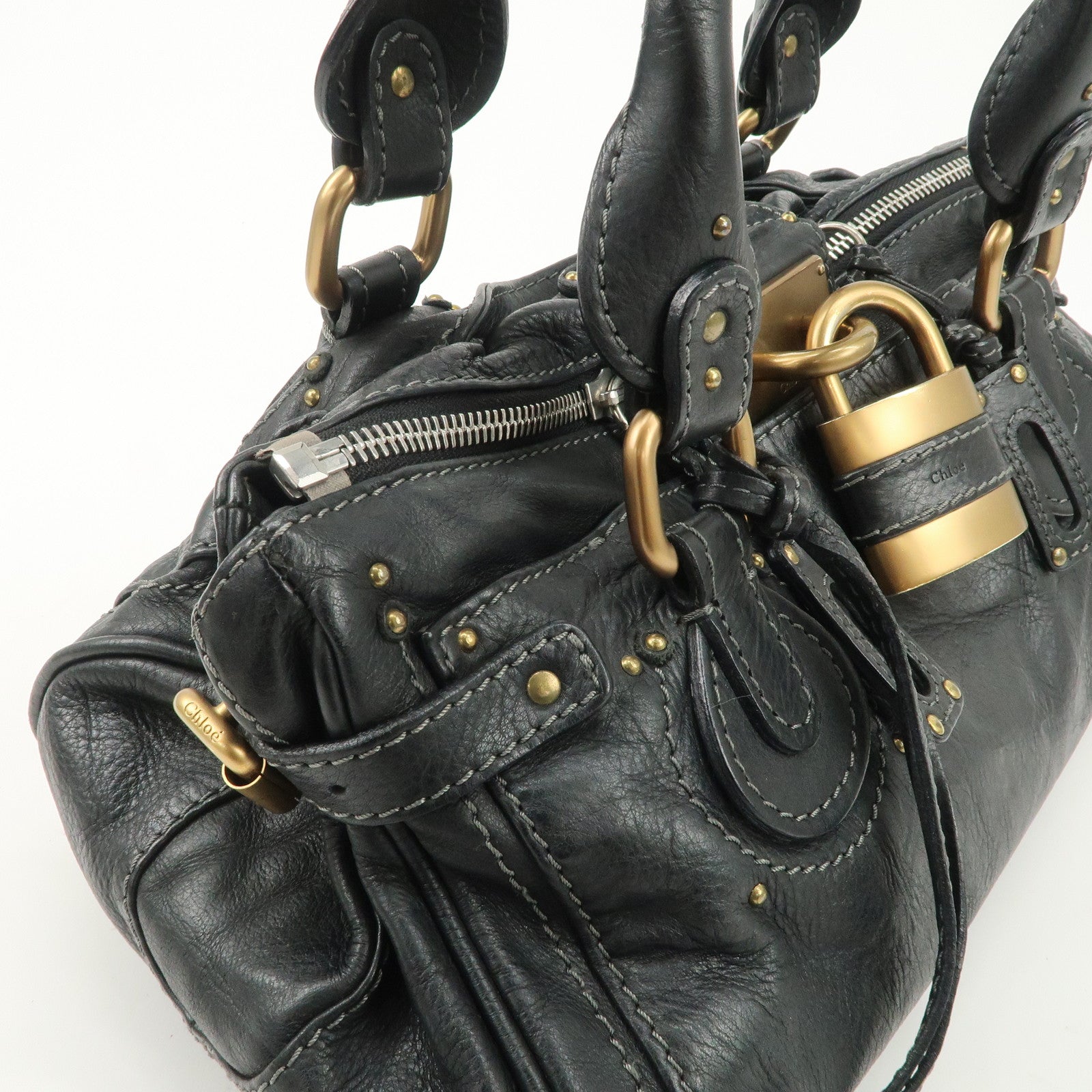 Chloe Paddington Leather Shoulder Bag Hand Bag Black