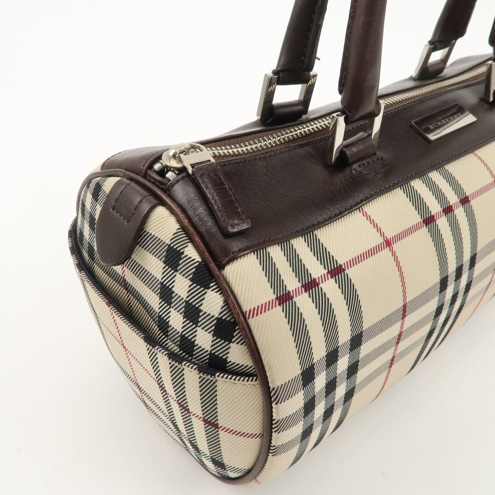 BURBERRY Nova Plaid Canvas Leather Hand Bag Shoulder Bag