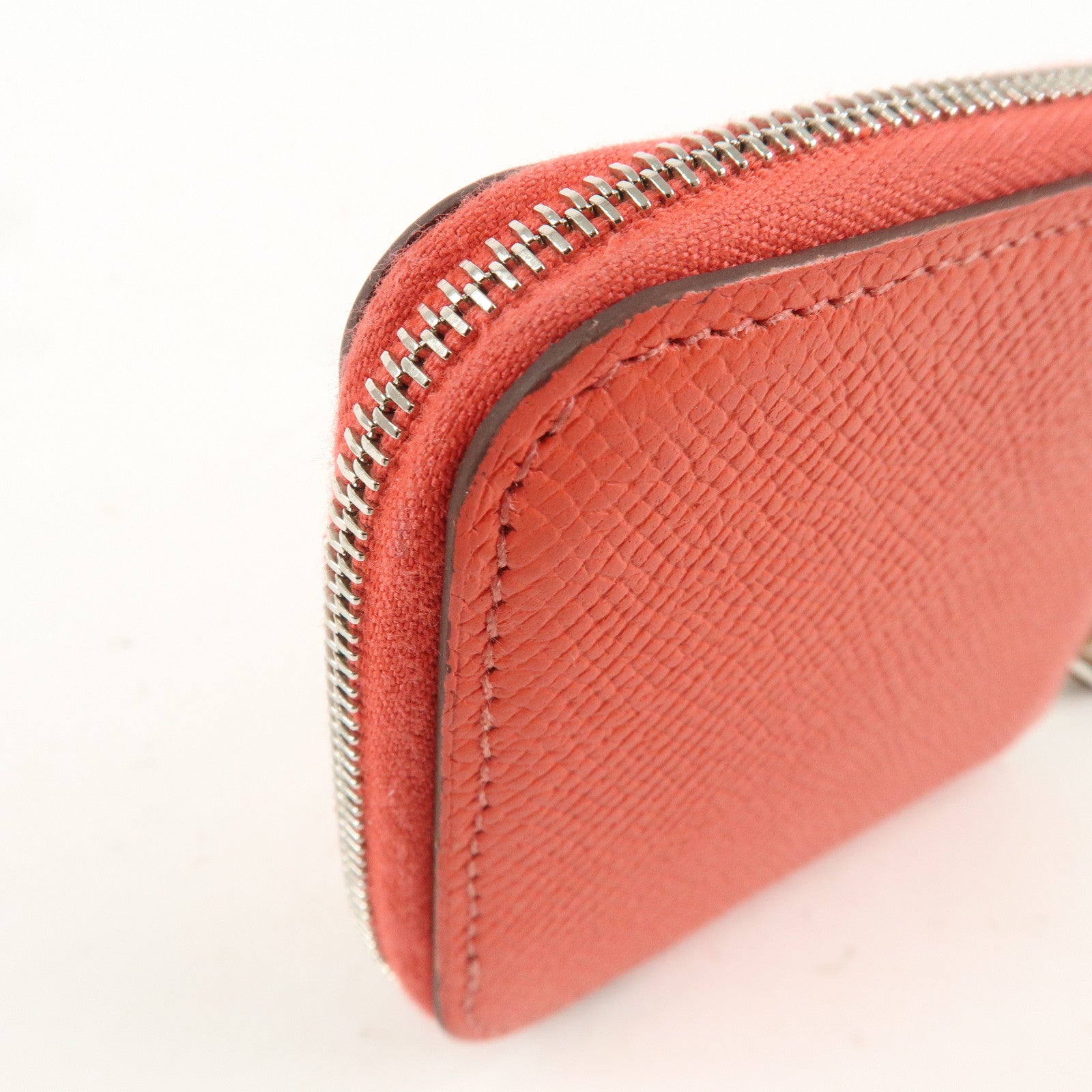 HERMES Leather Azap Silkin Coin Case X Engraved Red