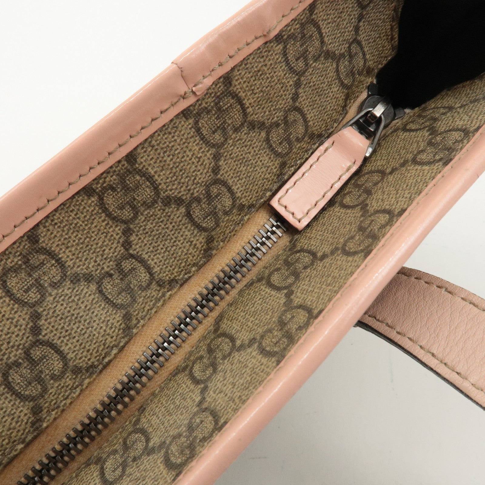 GUCCI GG Supreme Leather Tote Bag Beige Pink 21138