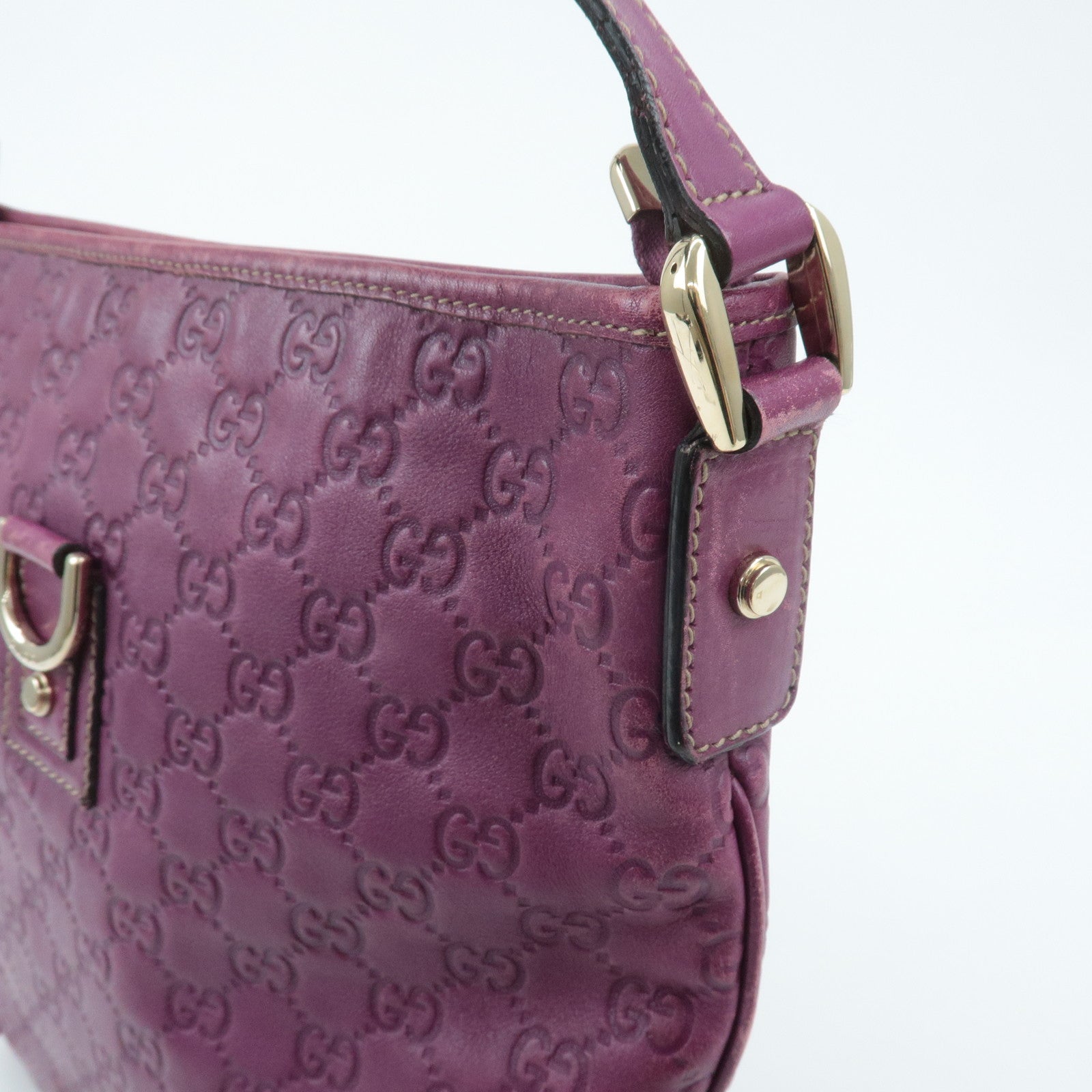 GUCCI Abbey Guccissima Leather Shoulder Bag Purple 131326 Used