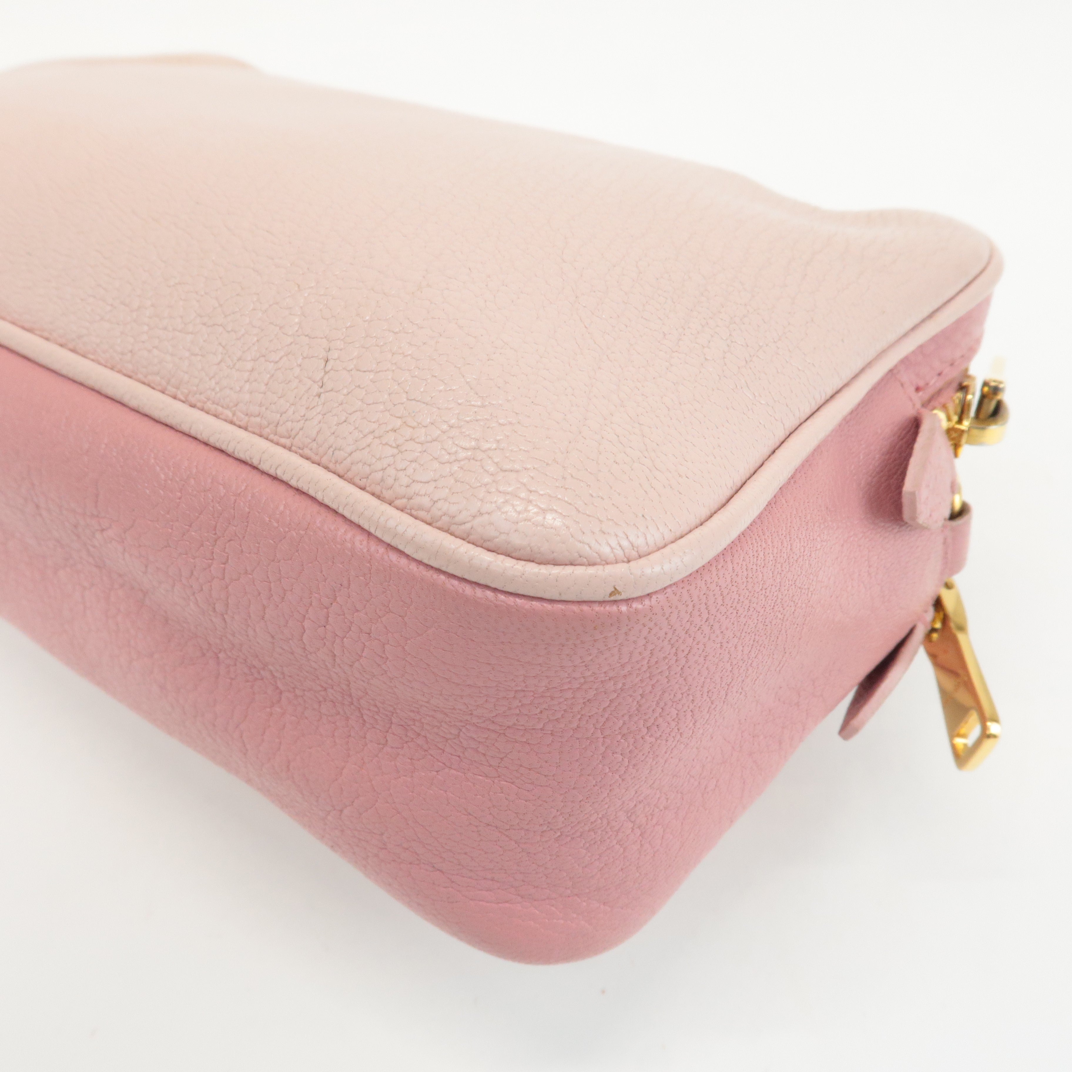 MIU MIU Leather Shoulder Bag Hand Bag Pink Light Pink Used