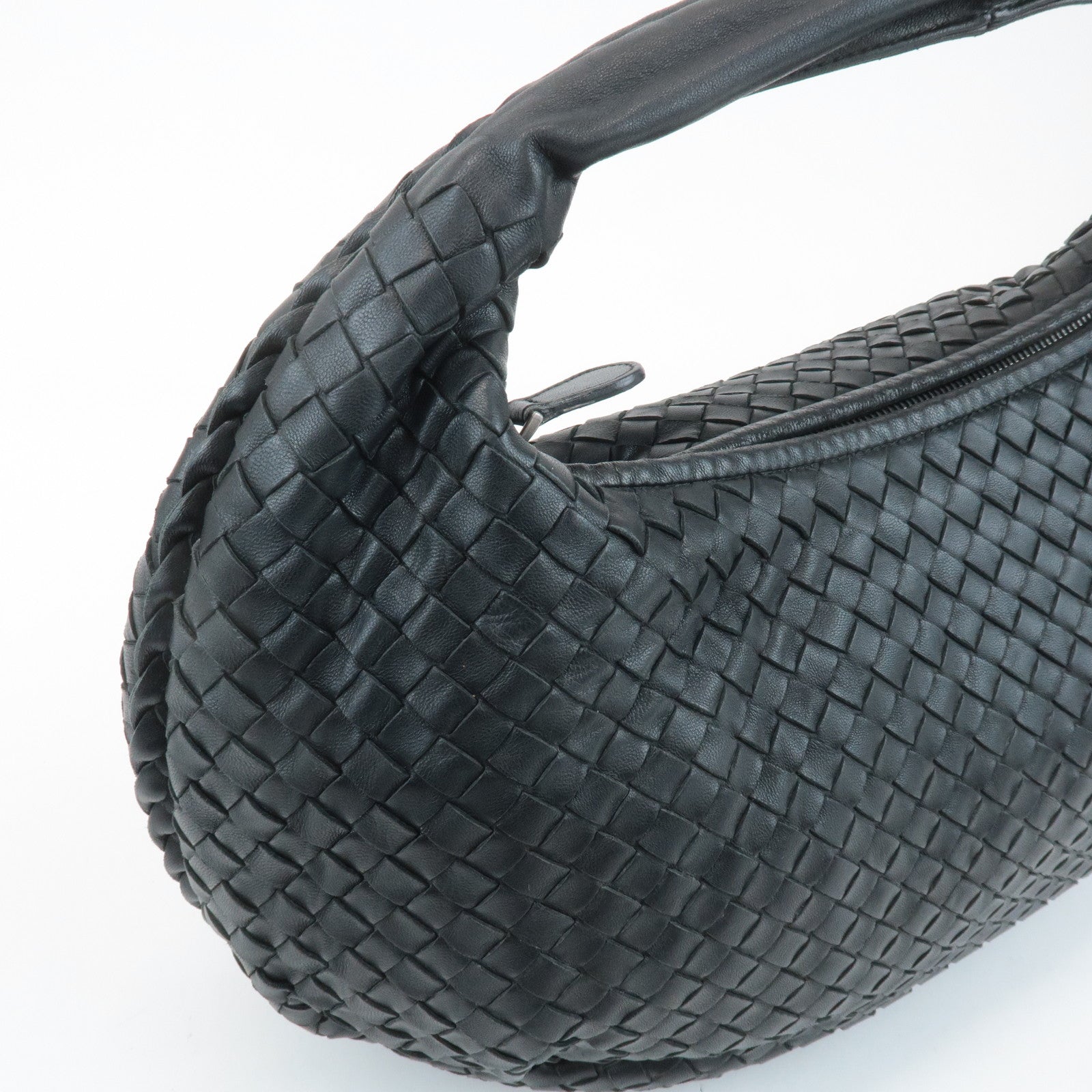 BOTTEGA VENETA Intrecciato Leather Shoulder Bag Black 232499