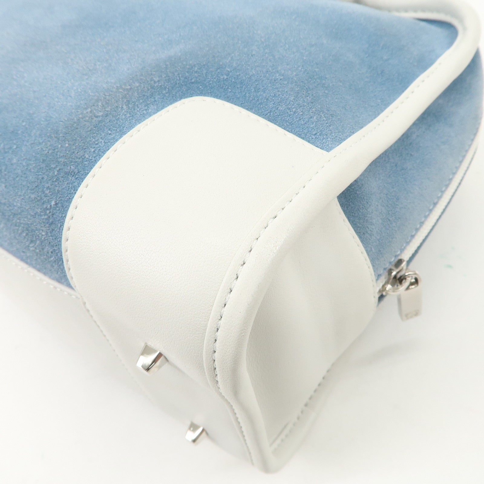 LOEWE Anagram Suede Leather Amazona 27 Hand Bag White Blue