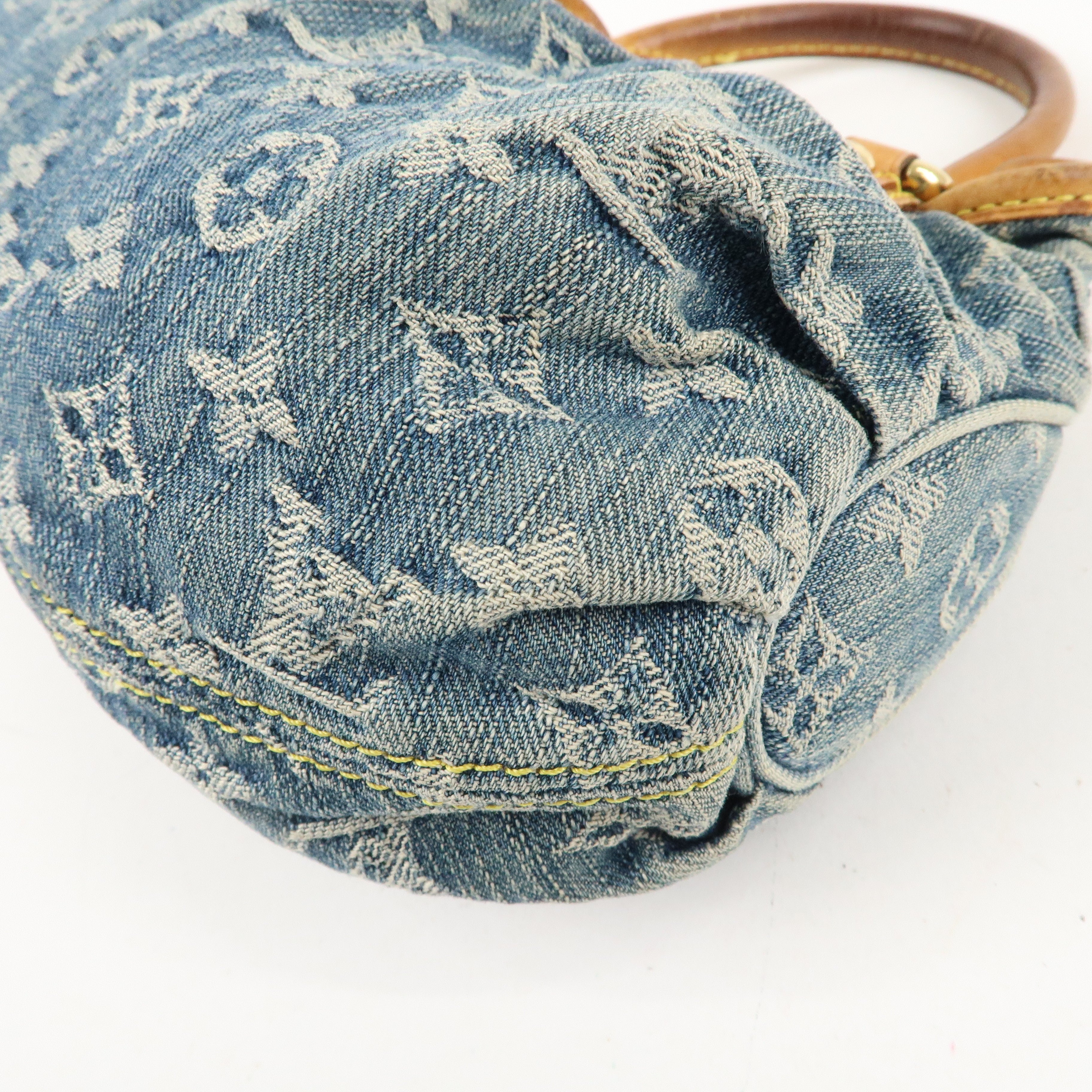 Louis Vuitton Monogram Denim Pleaty Hand Bag Blue M95020