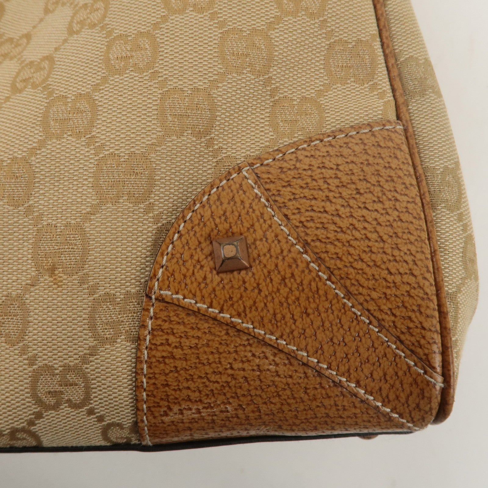 GUCCI New Jackie GG Canvas Leather Shoulder Bag Beige Brown 124407