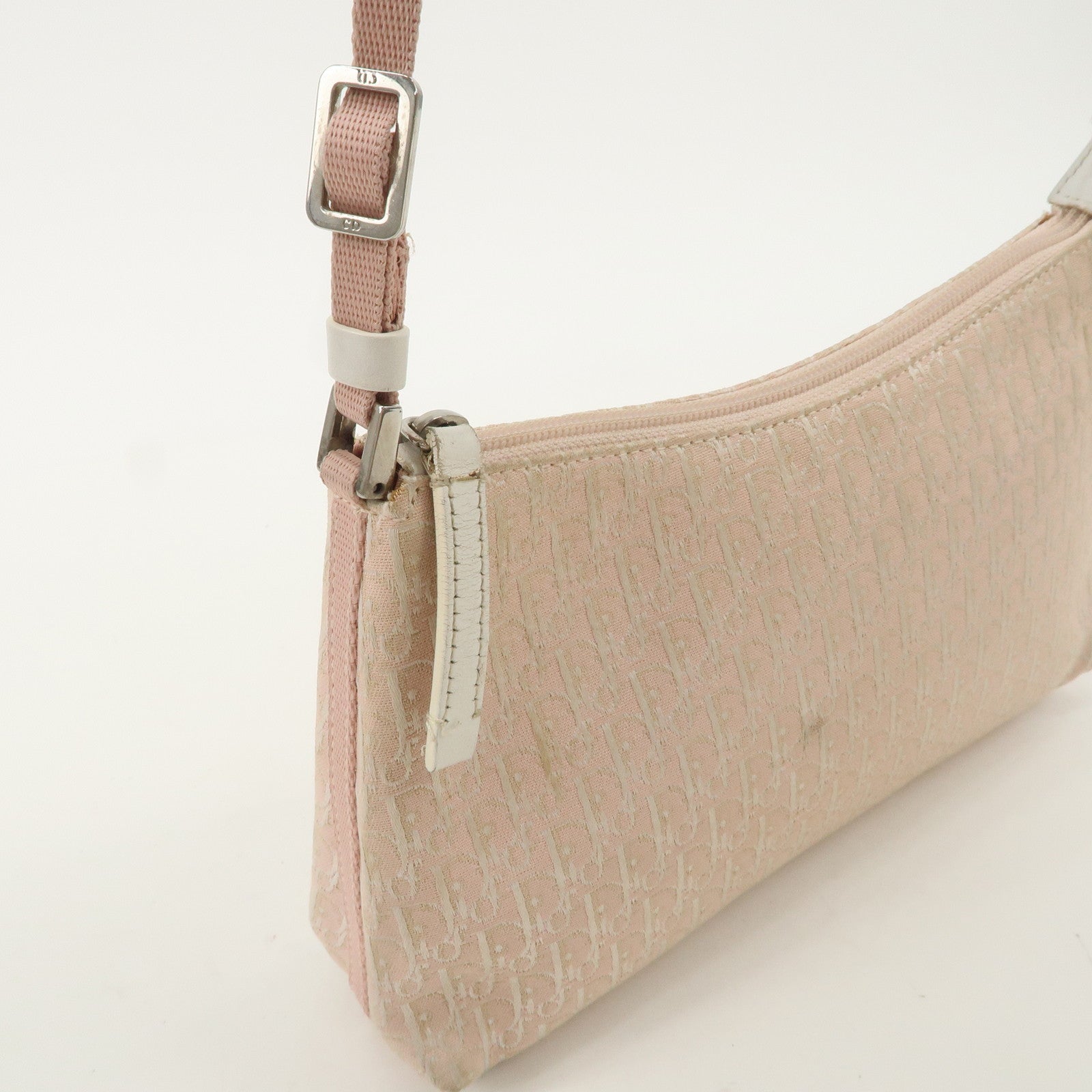 Christian Dior Trotter Canvas Leather Shoulder Bag Pink