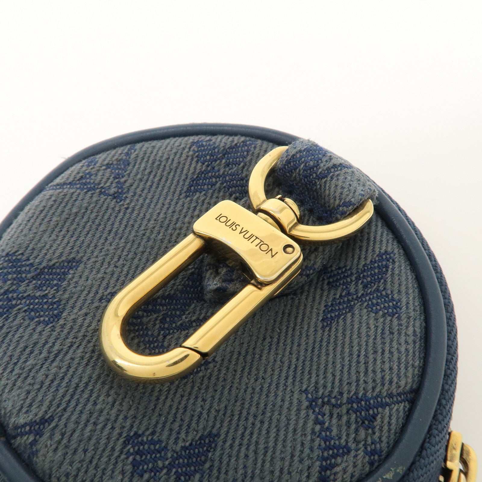 Louis Vuitton Monogram Denim Round Pouch Coin Case Blue M68290 Used