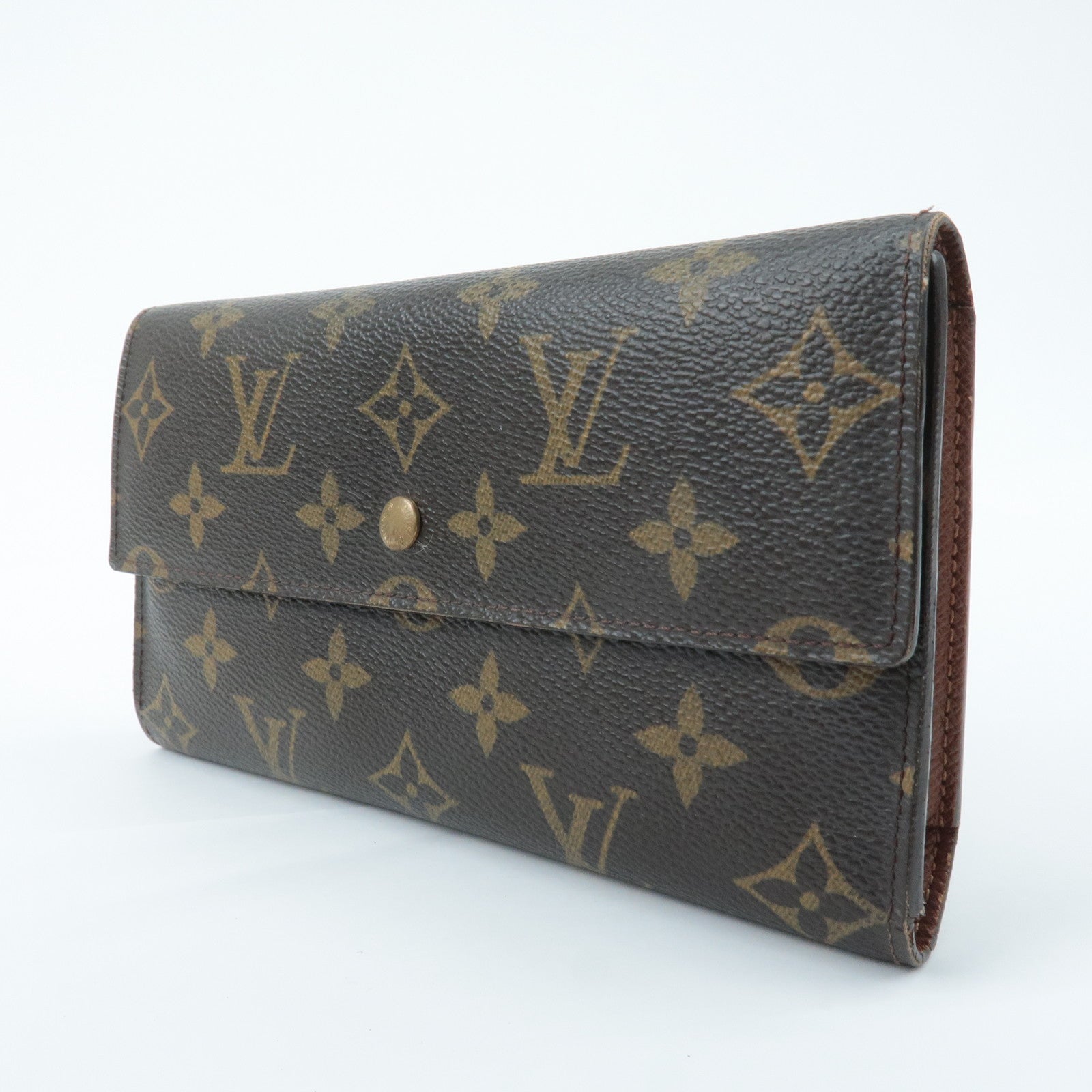 Louis Vuitton Set of 2 Monogram Porte Monnaie Portefeuil Wallet Used