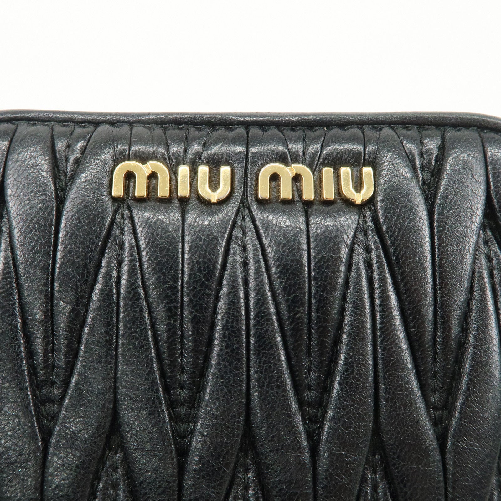 MIU MIU Matelasse Leather Bi-fold Wallet Black 5ML522 Used