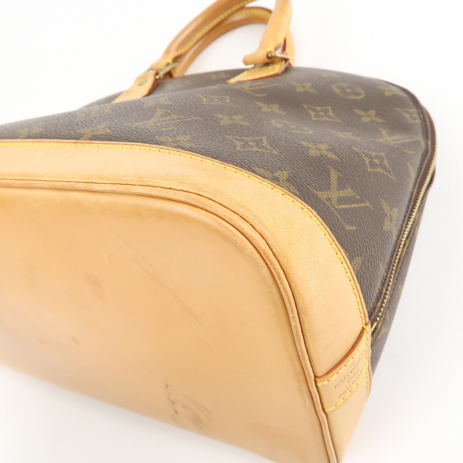 Louis Vuitton Monogram Alma Hand Bag Brown Gold Hardware M51130 Used