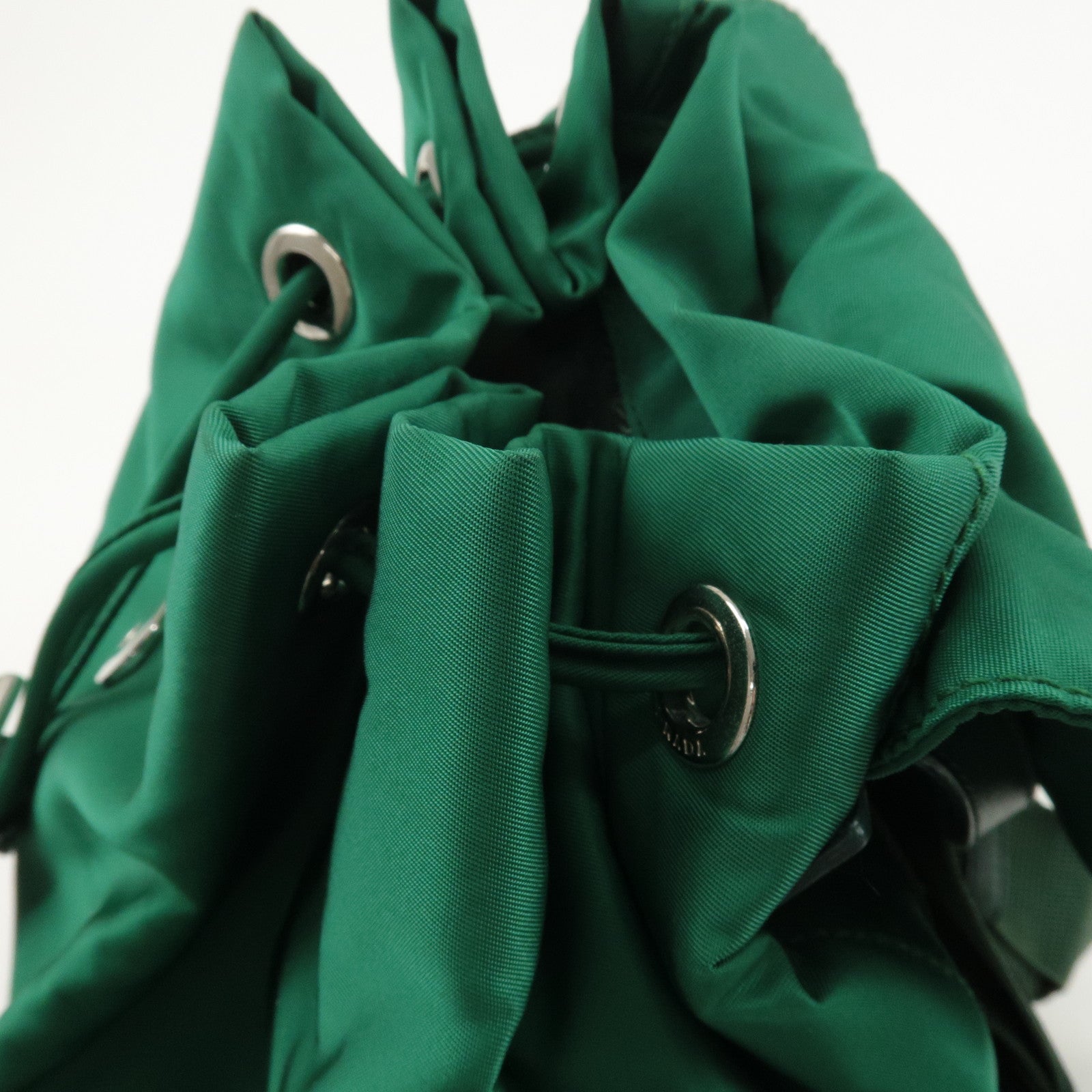 PRADA Nylon Leather Backpack Ruck Sack Green 1BZ032