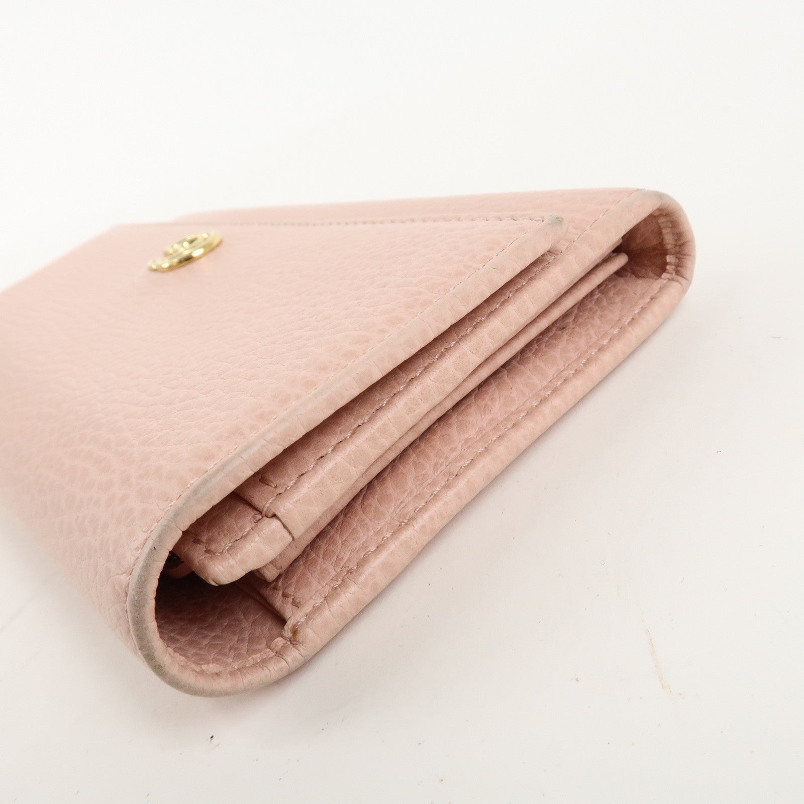 GUCCI Petit Marmont Leather Bi-fold Long Wallet Pink 456116